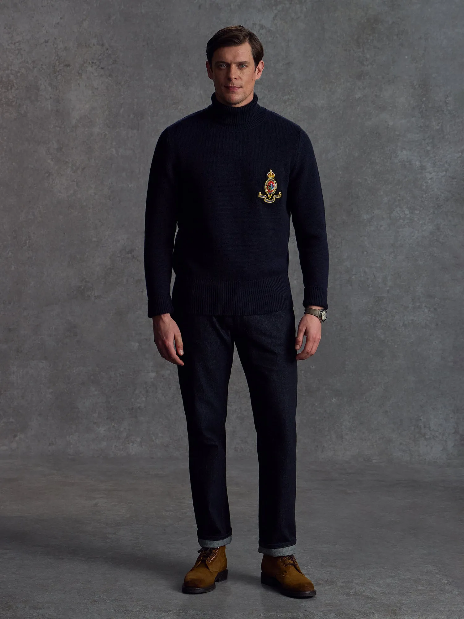 The RHC Cashmere Submariner Rollneck - Ink sold by Private White V.C.