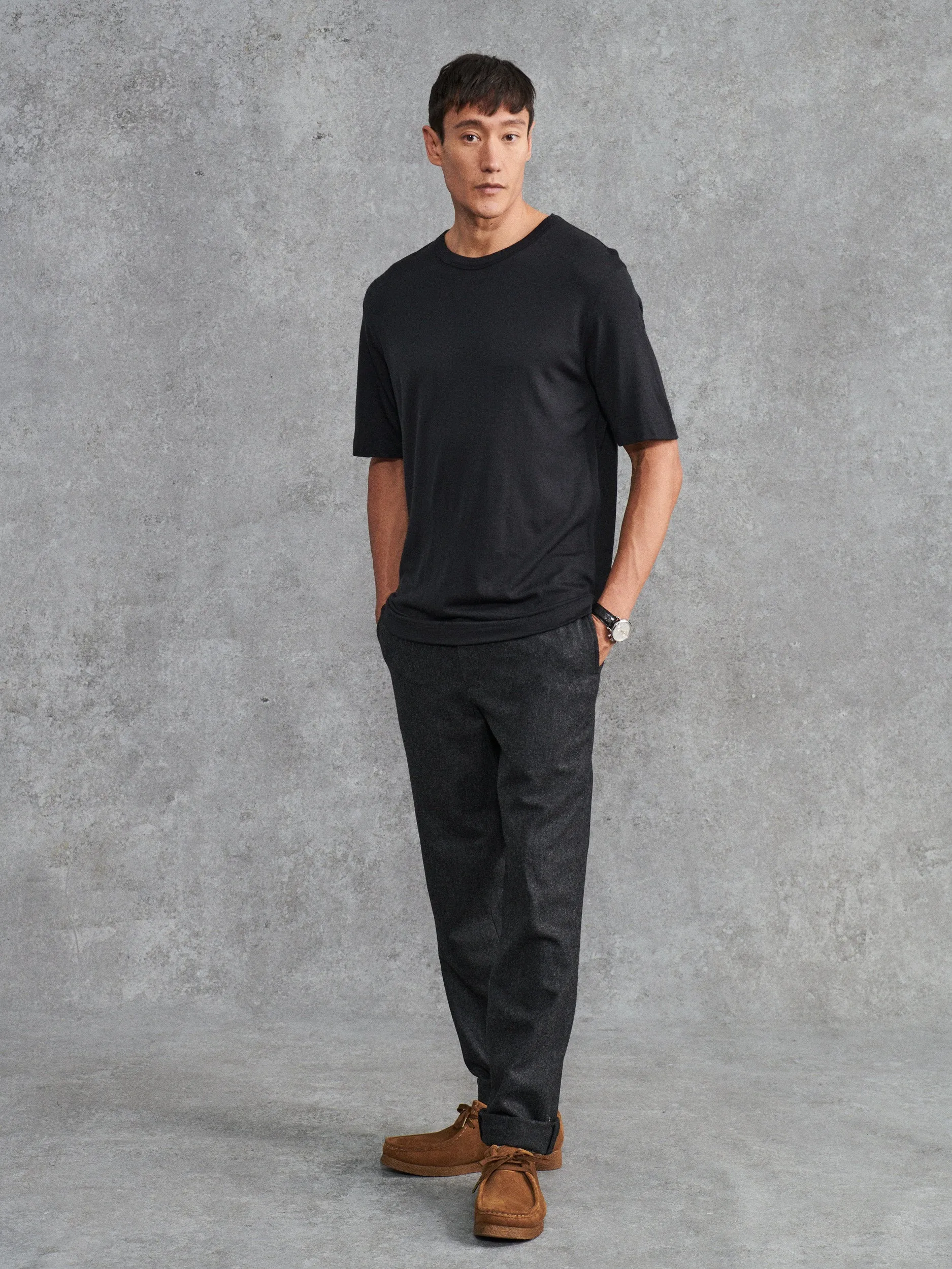 The Foundation Tee - Charcoal sold by Private White V.C.