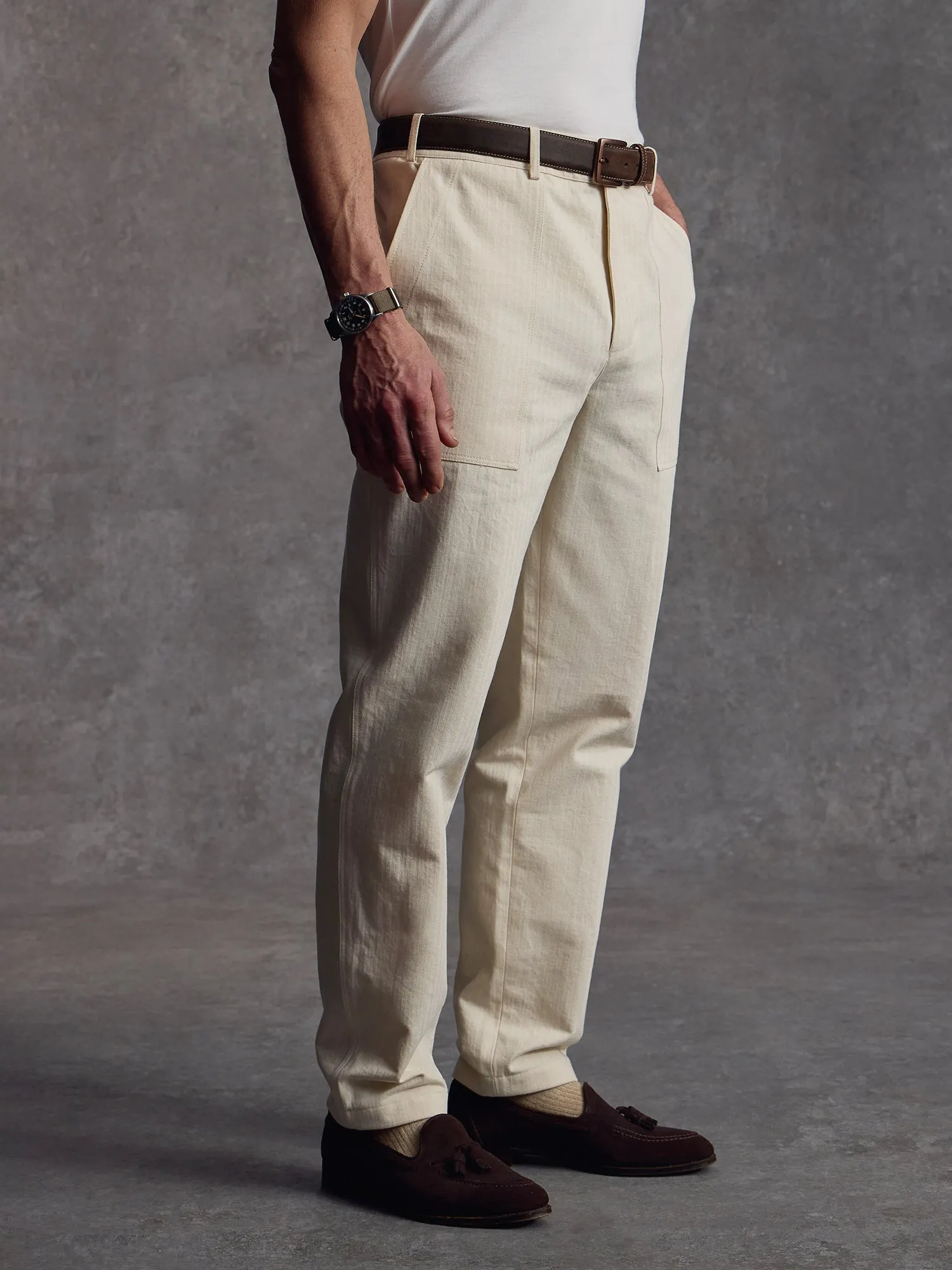 The Overlord Trouser - Ecru sold by Private White V.C. product image thumbnail 4