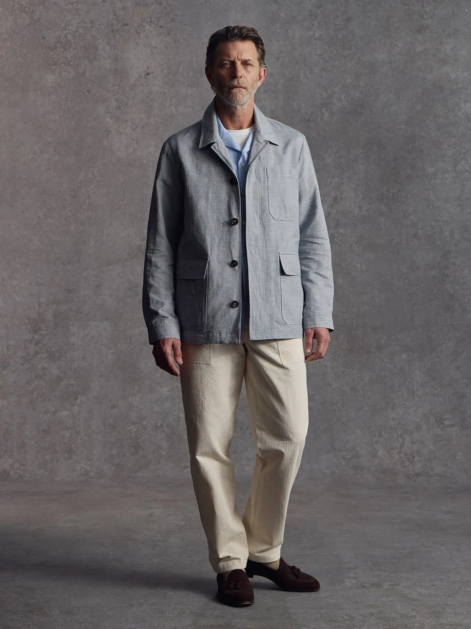 The Marylebone Shacket - Azure sold by Private White V.C.