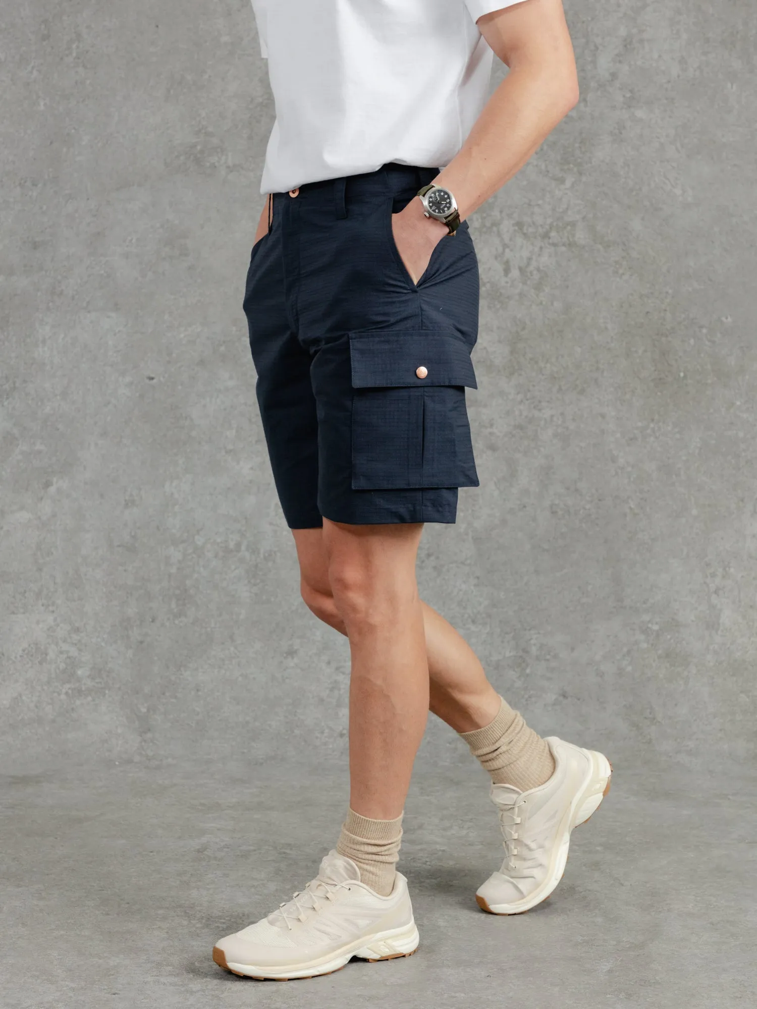 The Fitzrovia Cargo Shorts - Ink sold by Private White V.C. product image thumbnail 5