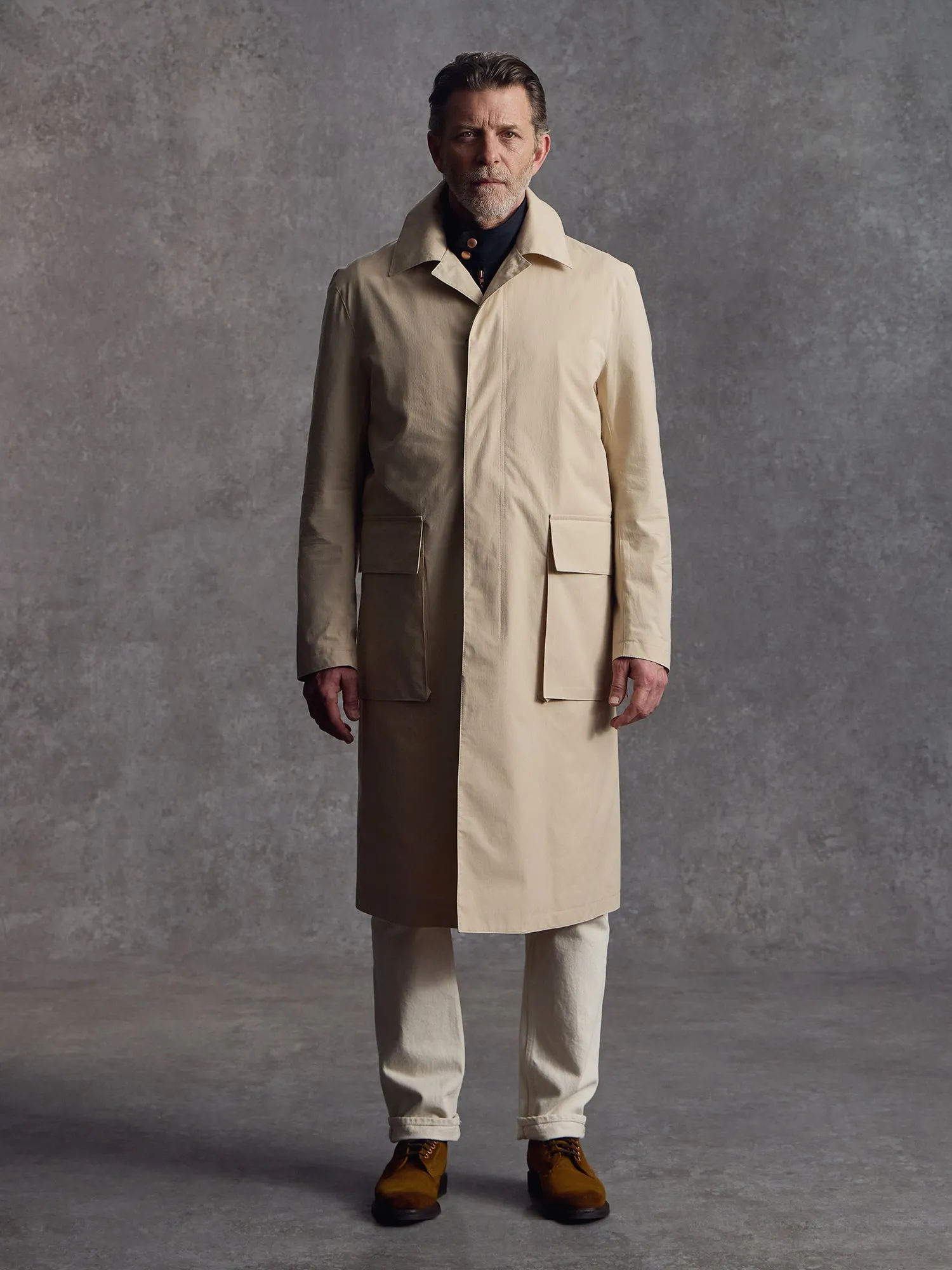 The Richmond Silk Mac - Alabaster sold by Private White V.C.