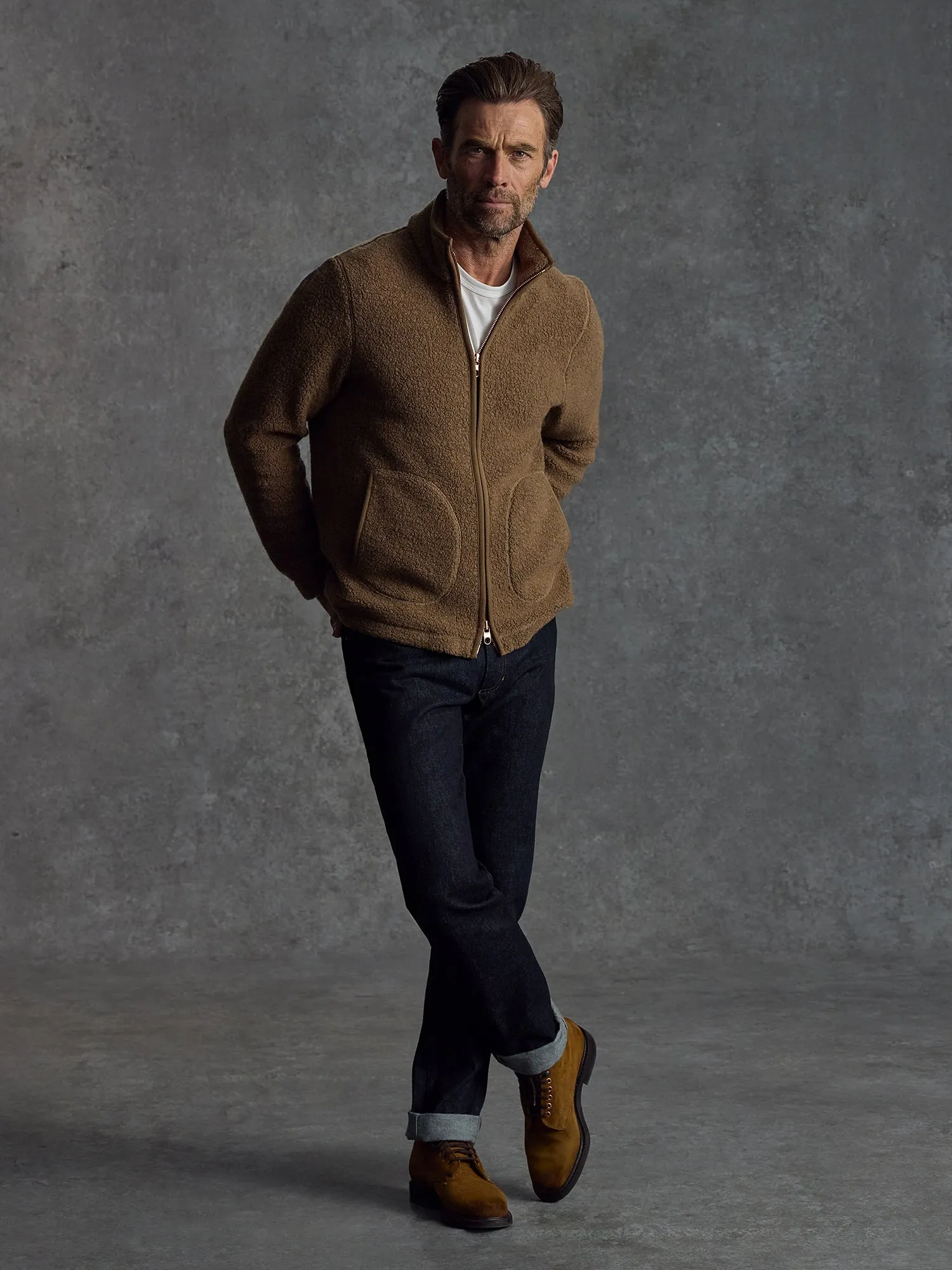 The Vanguard Fleece - Pebble sold by Private White V.C.