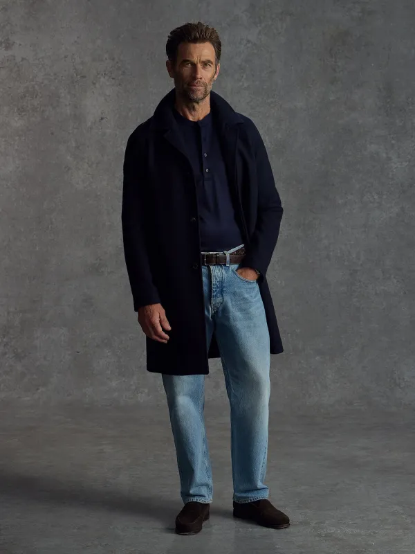 The Woollen Crew Coat - Navy sold by Private White V.C.