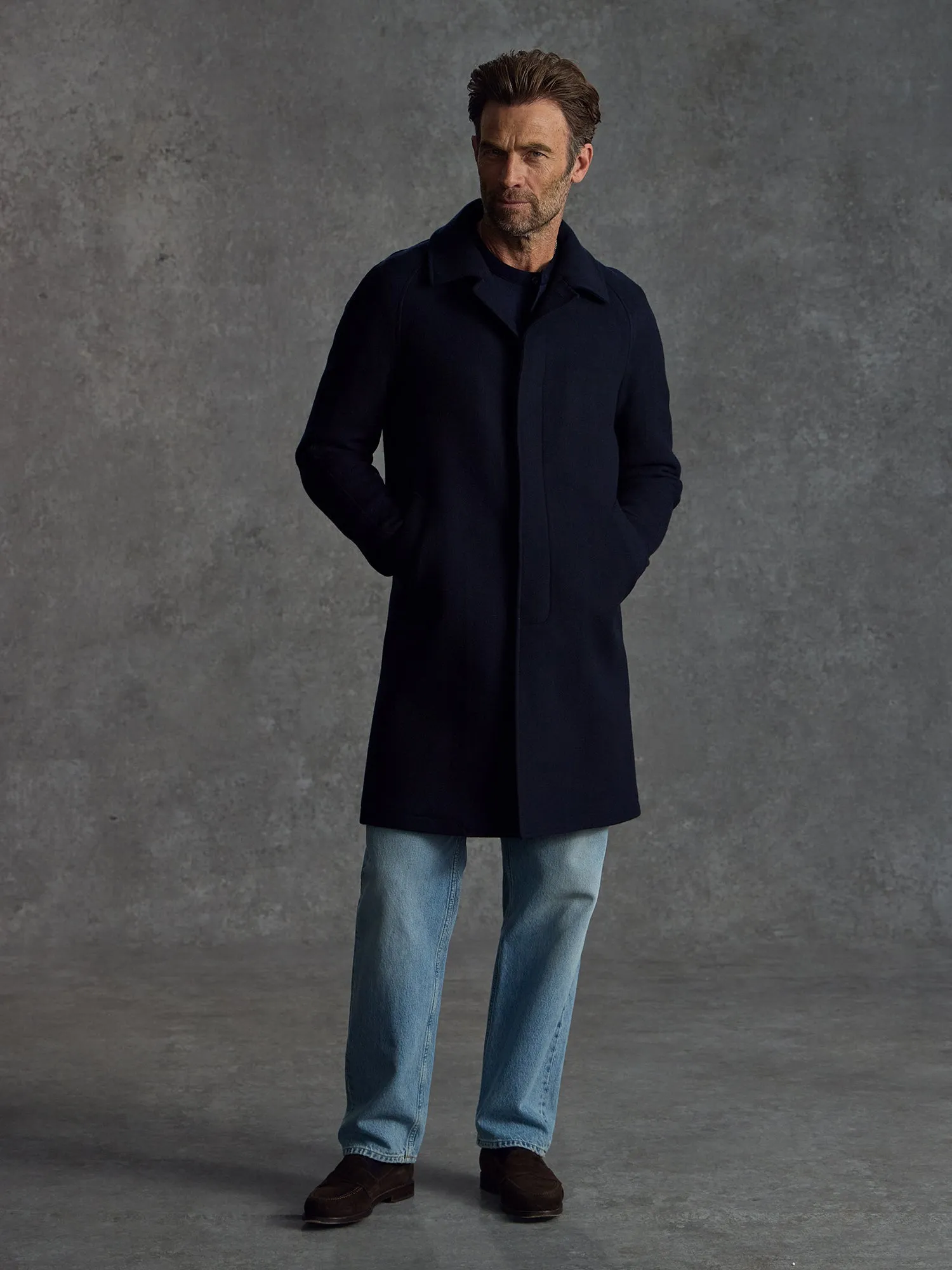The Woollen Crew Coat - Navy sold by Private White V.C. product image thumbnail 5