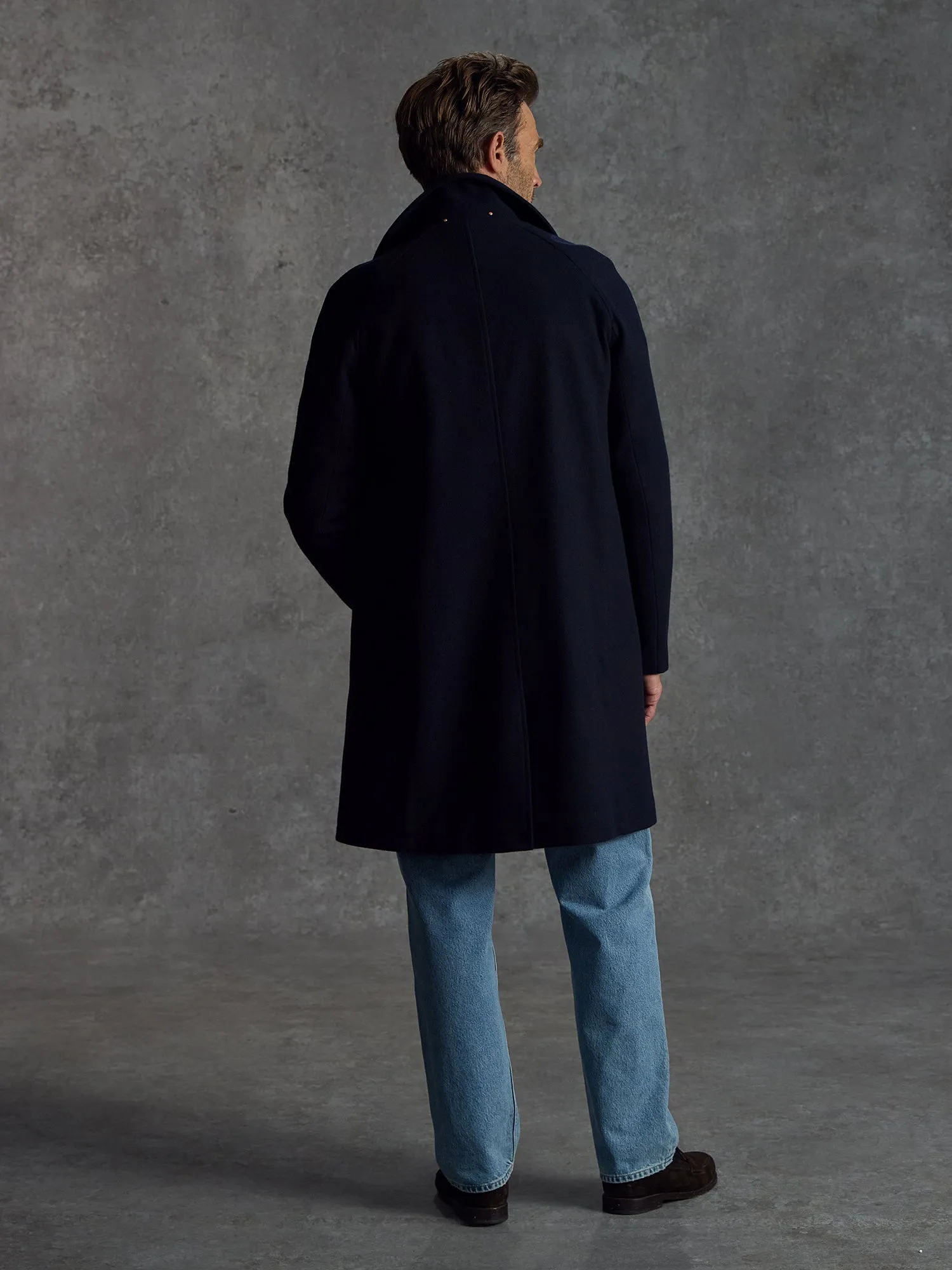 The Woollen Crew Coat - Navy sold by Private White V.C. product image thumbnail 4