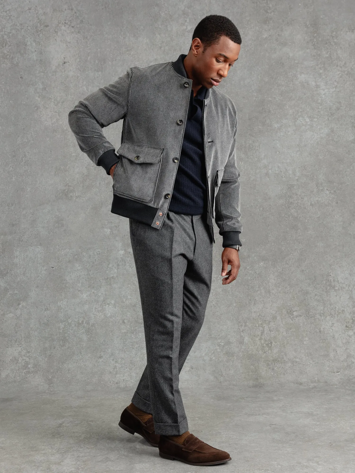 The Coniston Cord Bomber - Cobble Grey sold by Private White V.C. product image thumbnail 5