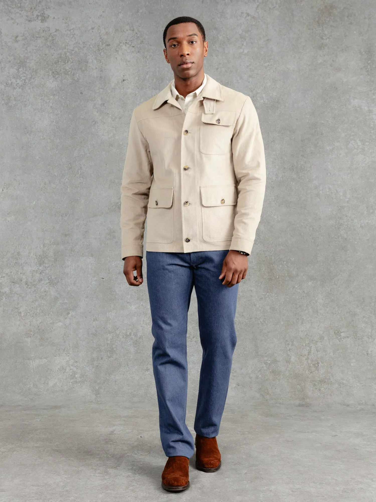 The Cord Pocket Jacket - Alabaster sold by Private White V.C.