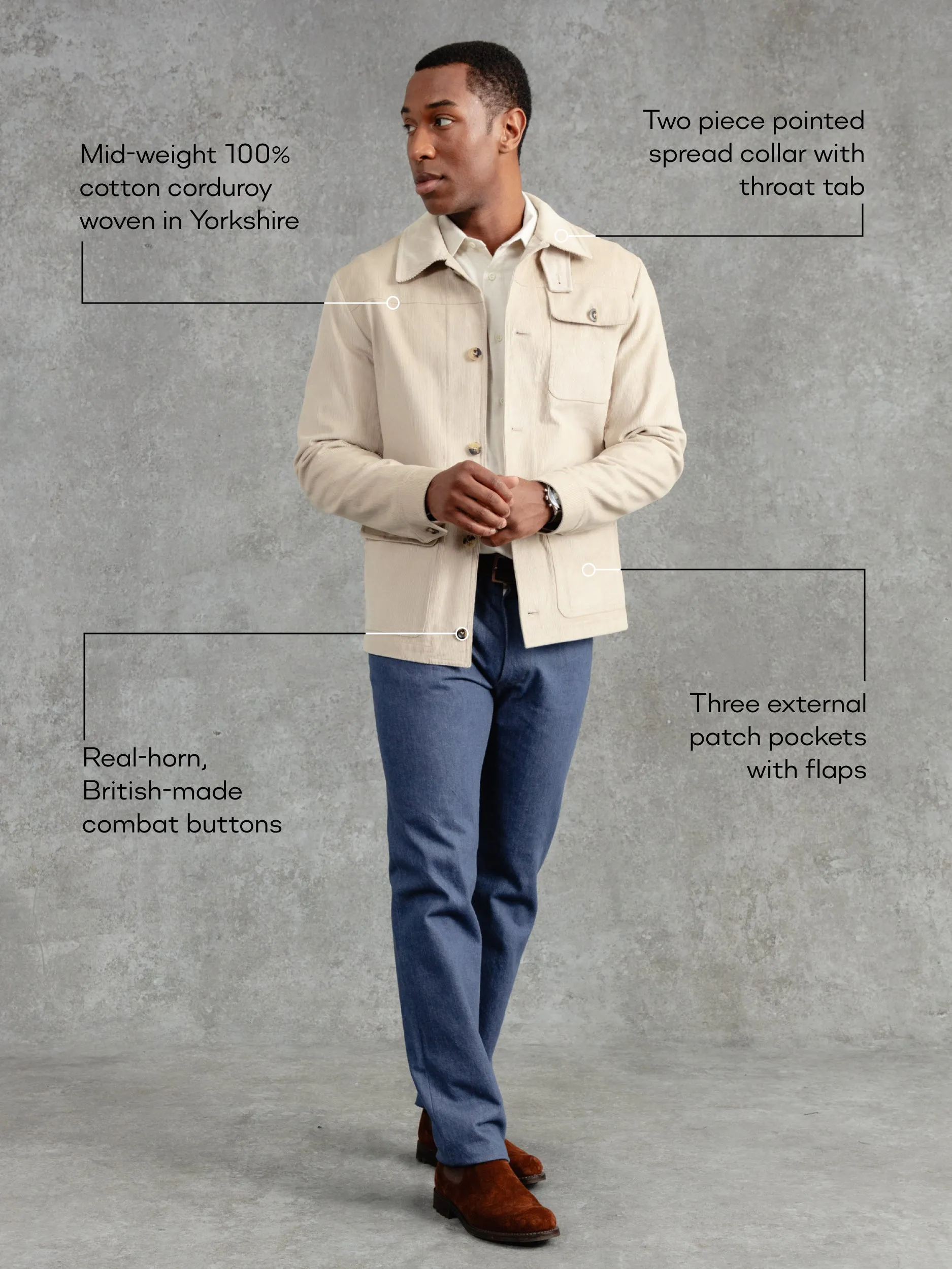 The Cord Pocket Jacket - Alabaster sold by Private White V.C. product image thumbnail 2