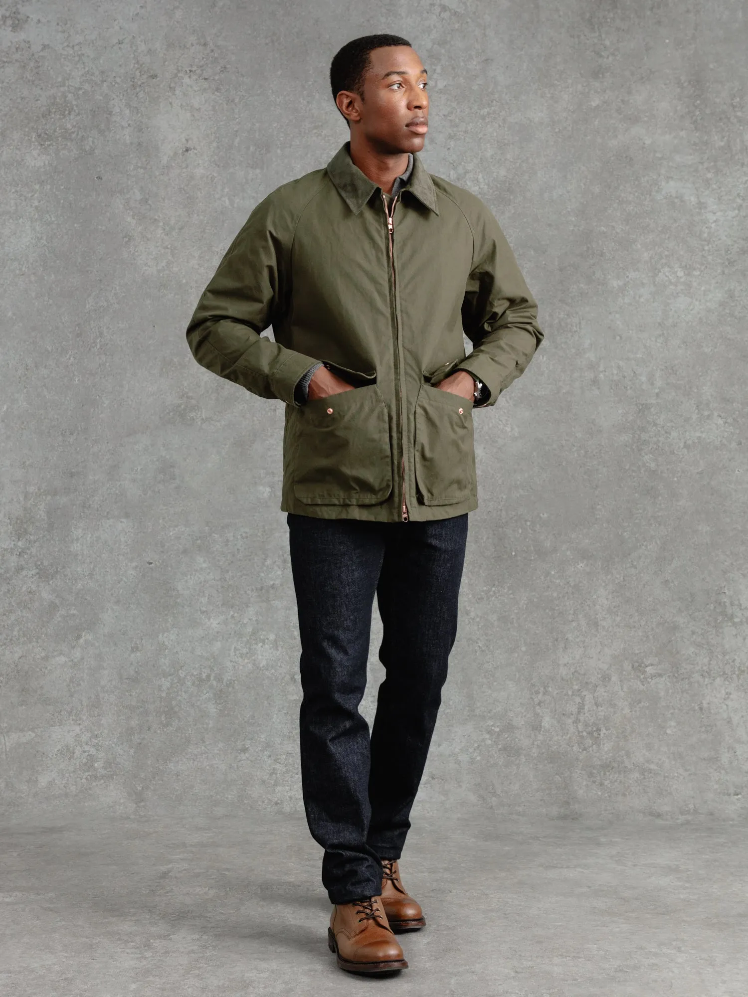 The Casual Wax Jacket - Olive sold by Private White V.C.