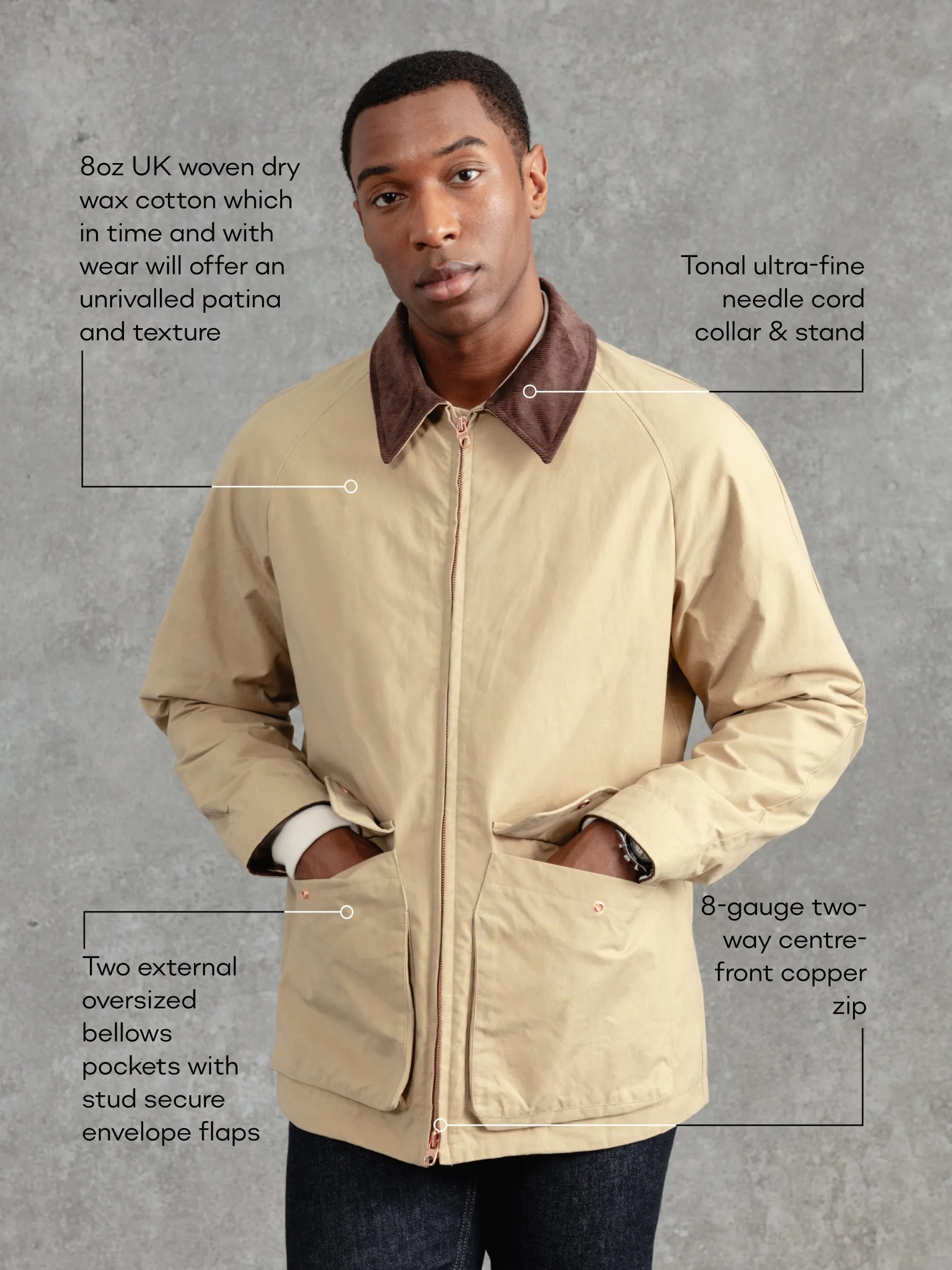 The Casual Wax Jacket - Alabaster sold by Private White V.C. product image thumbnail 2