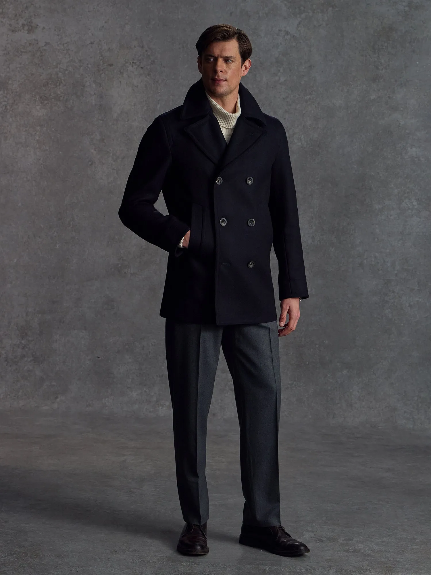 The Manchester Peacoat - Navy sold by Private White V.C.