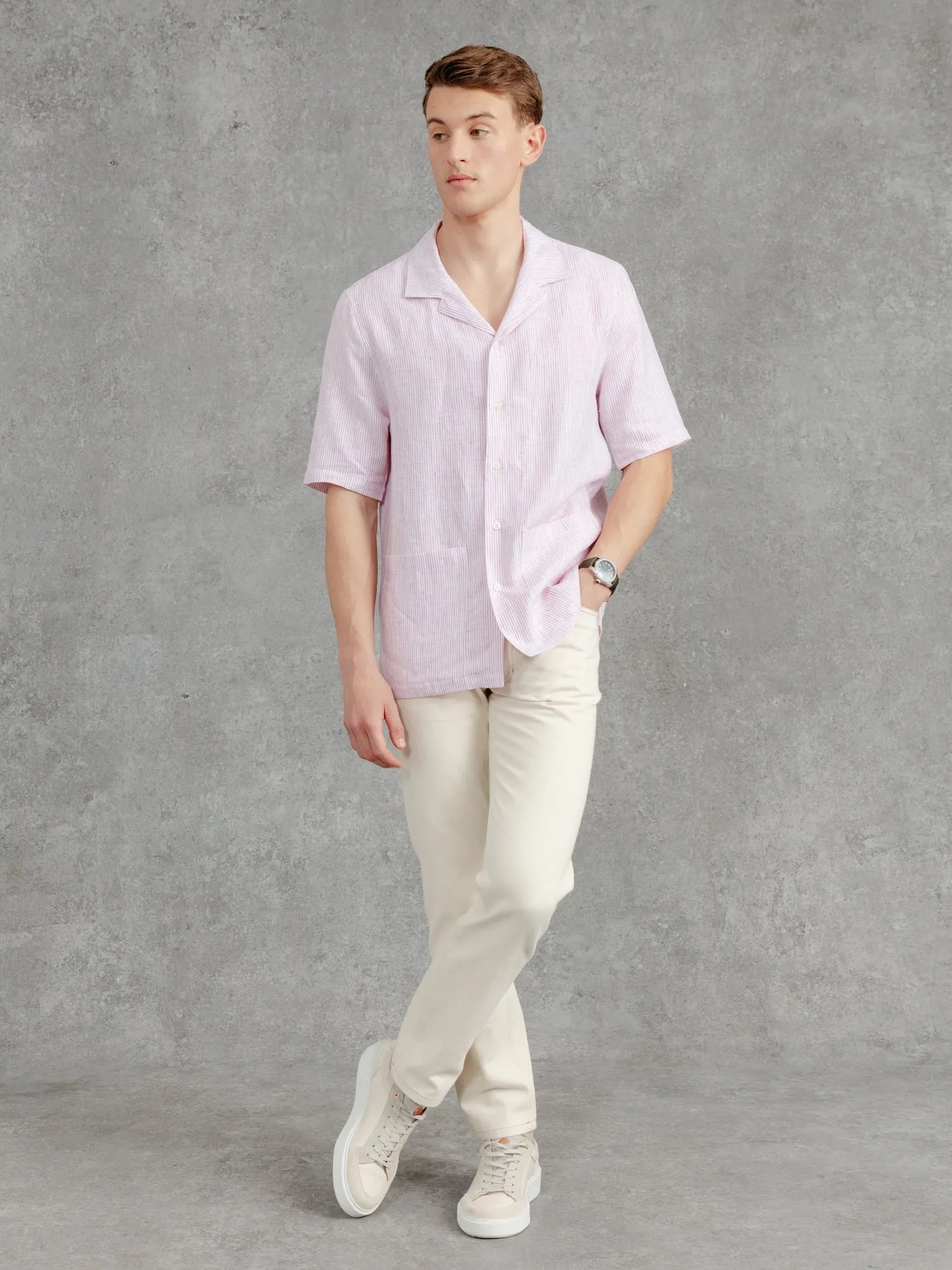 The Chelsea Cuban Collar Shirt - Brick sold by Private White V.C.