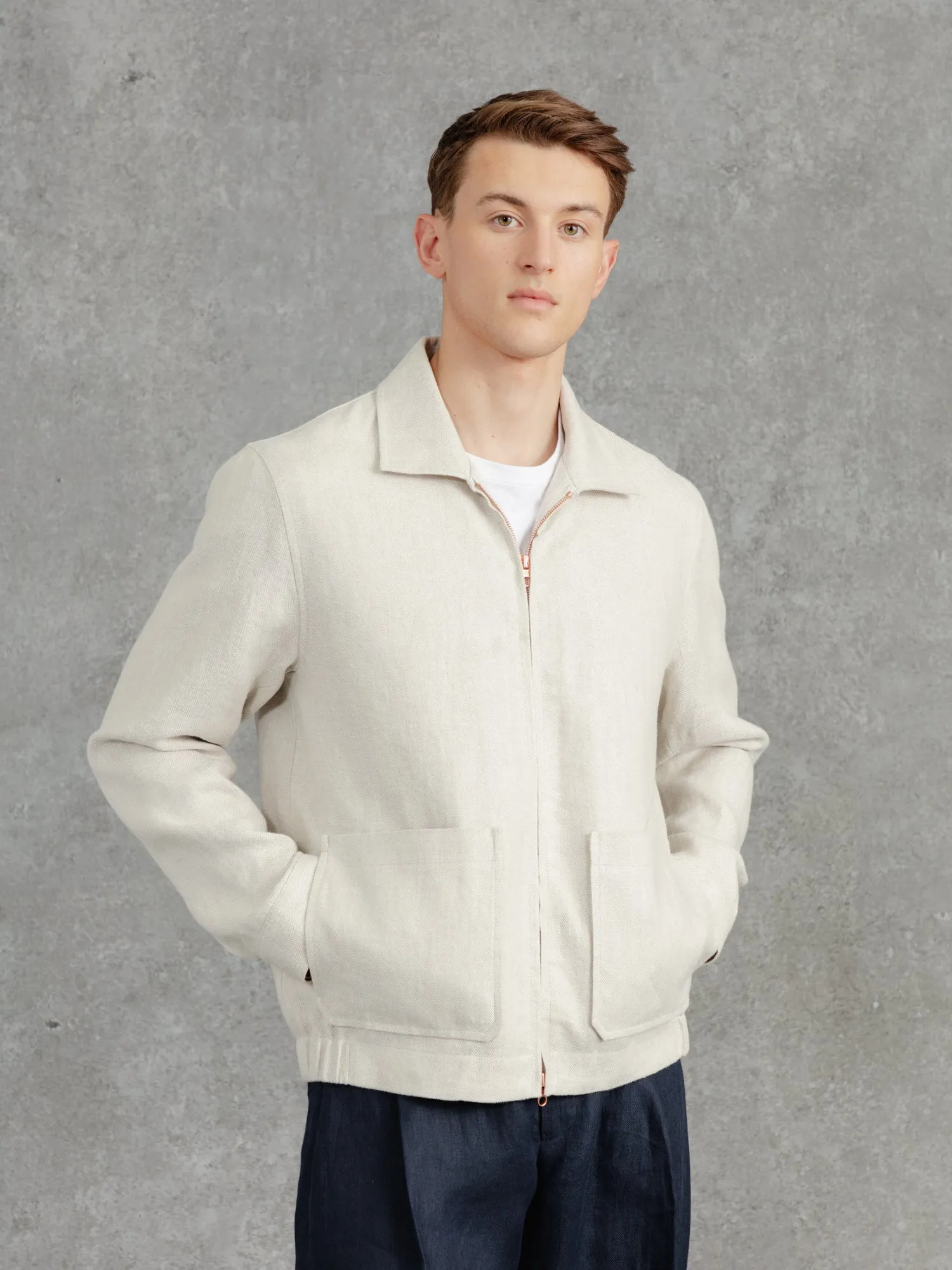 The Summer Tweed Bomber - Alabaster sold by Private White V.C. product image thumbnail 5