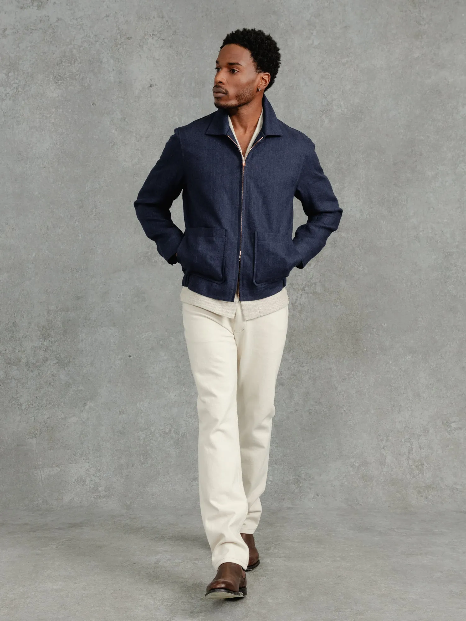 The Summer Tweed Bomber - Ink sold by Private White V.C.