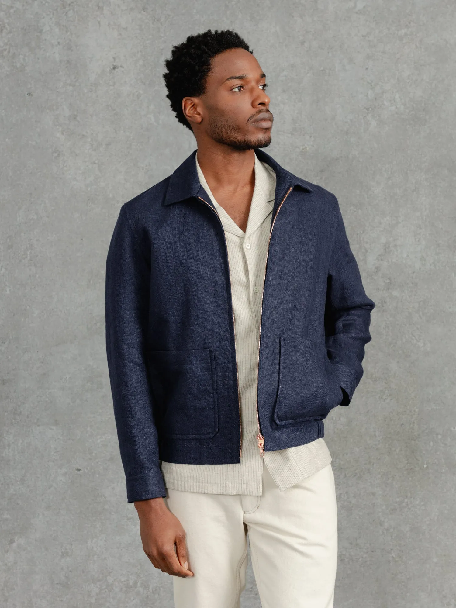 The Summer Tweed Bomber - Ink sold by Private White V.C. product image thumbnail 2