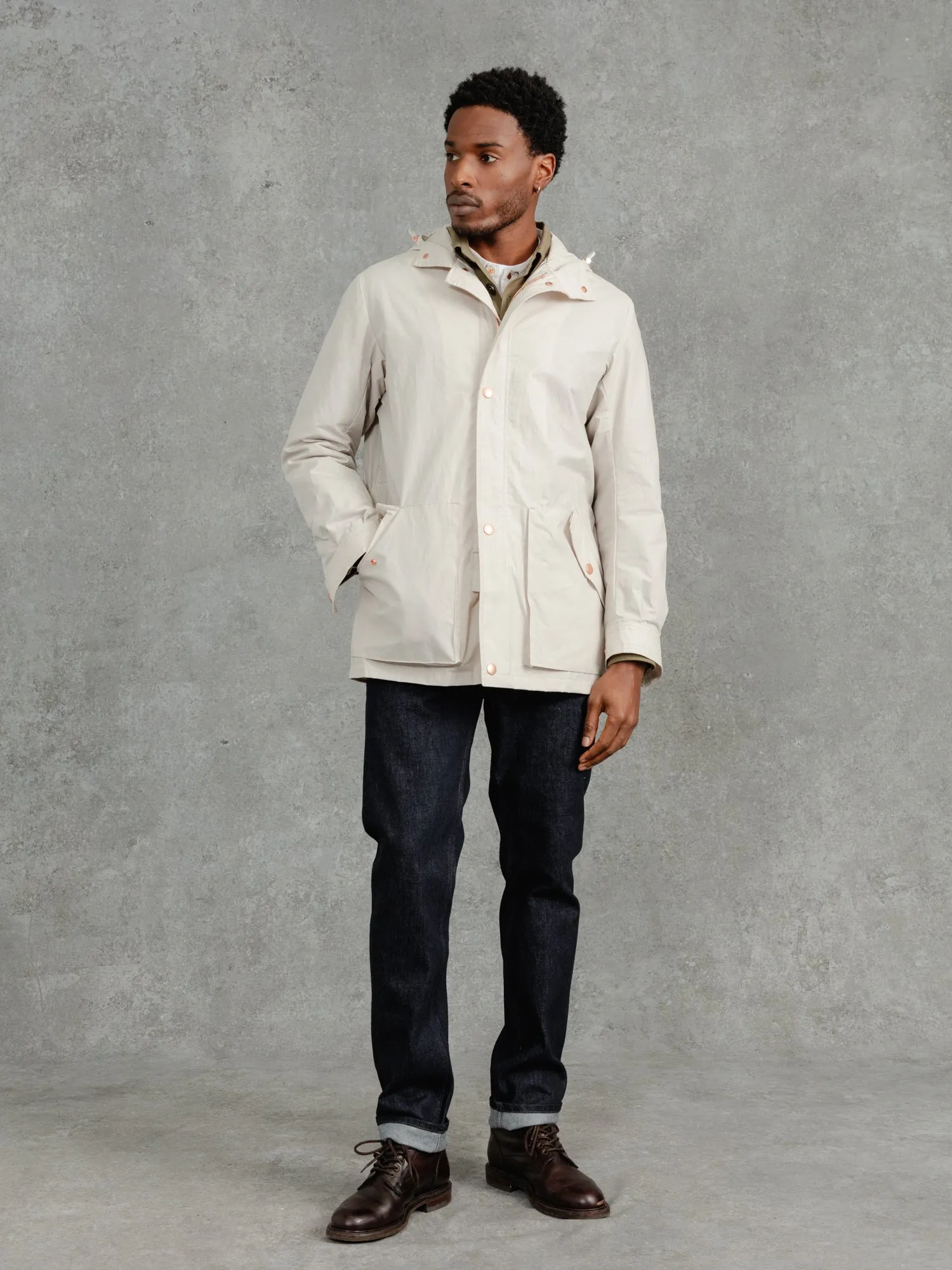 The Portobello Parka - Alabaster sold by Private White V.C.