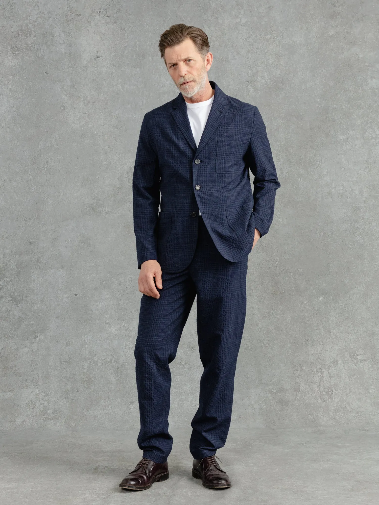 The Loro Piana Seersucker Blazer - Ink sold by Private White V.C. product image thumbnail 4