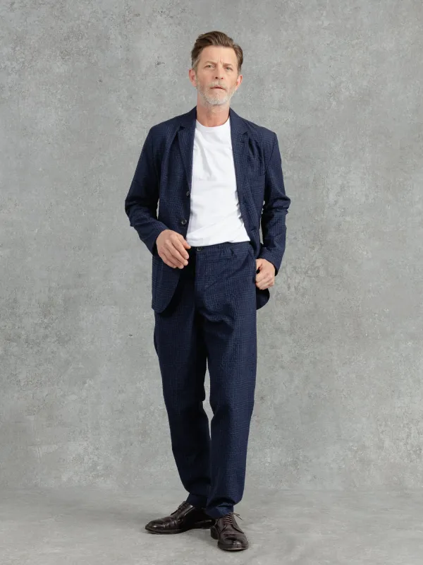 The Loro Piana Seersucker Blazer - Ink sold by Private White V.C.