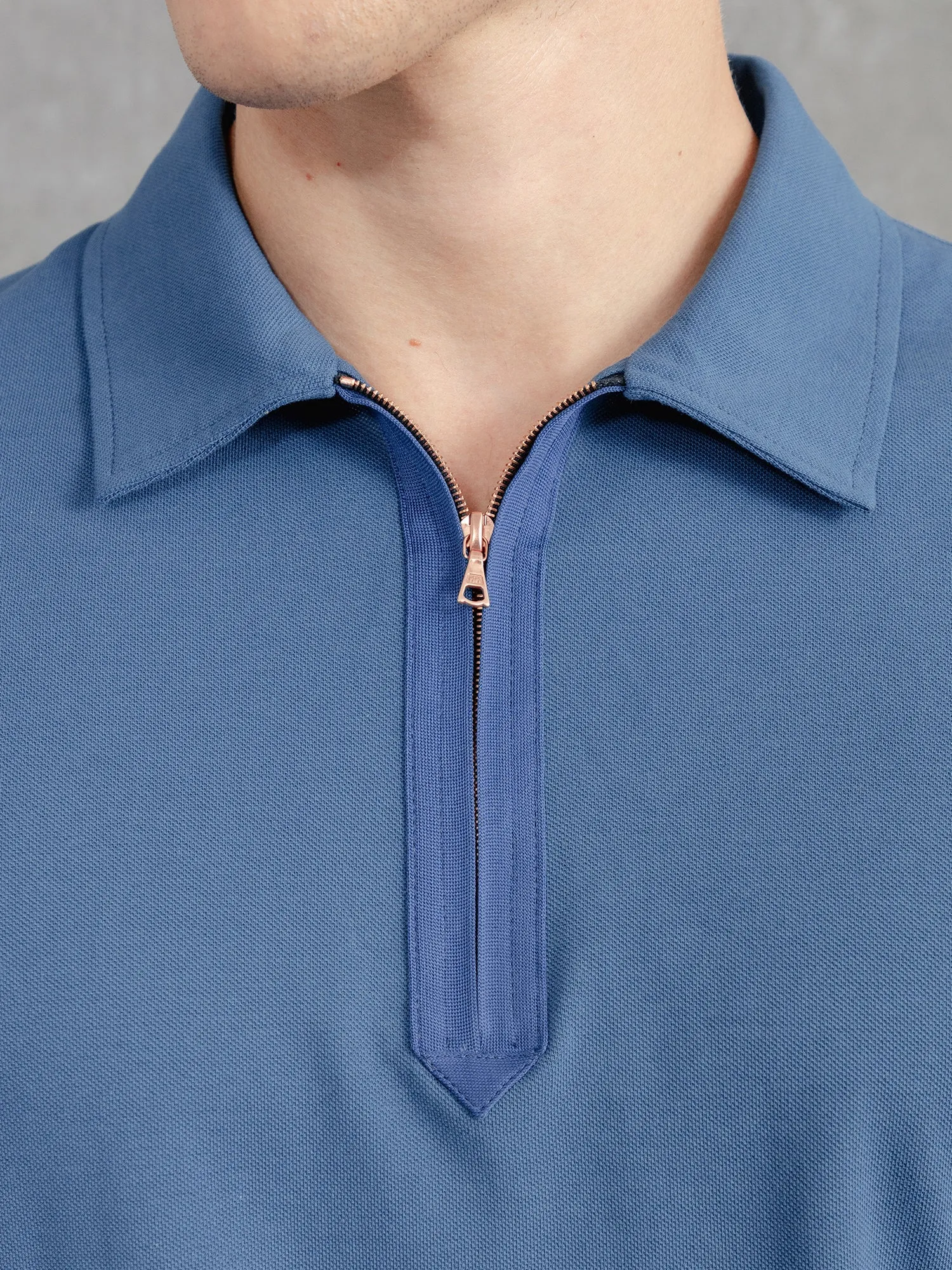 The Ashley Zip Polo - Prussian Blue sold by Private White V.C. product image thumbnail 2