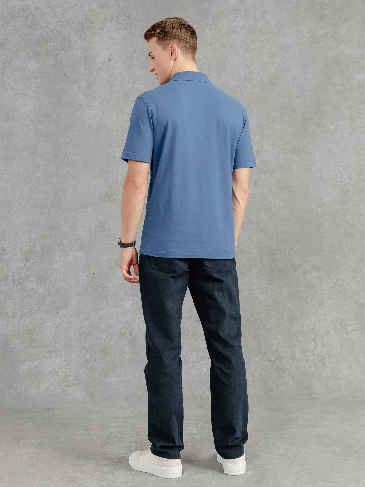 The Ashley Zip Polo - Prussian Blue sold by Private White V.C. product image thumbnail 4