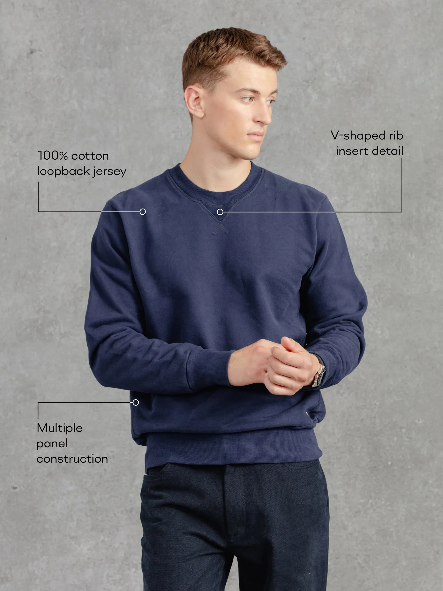 The PW Crew Neck Sweat 2.0 - Ink sold by Private White V.C. product image thumbnail 2