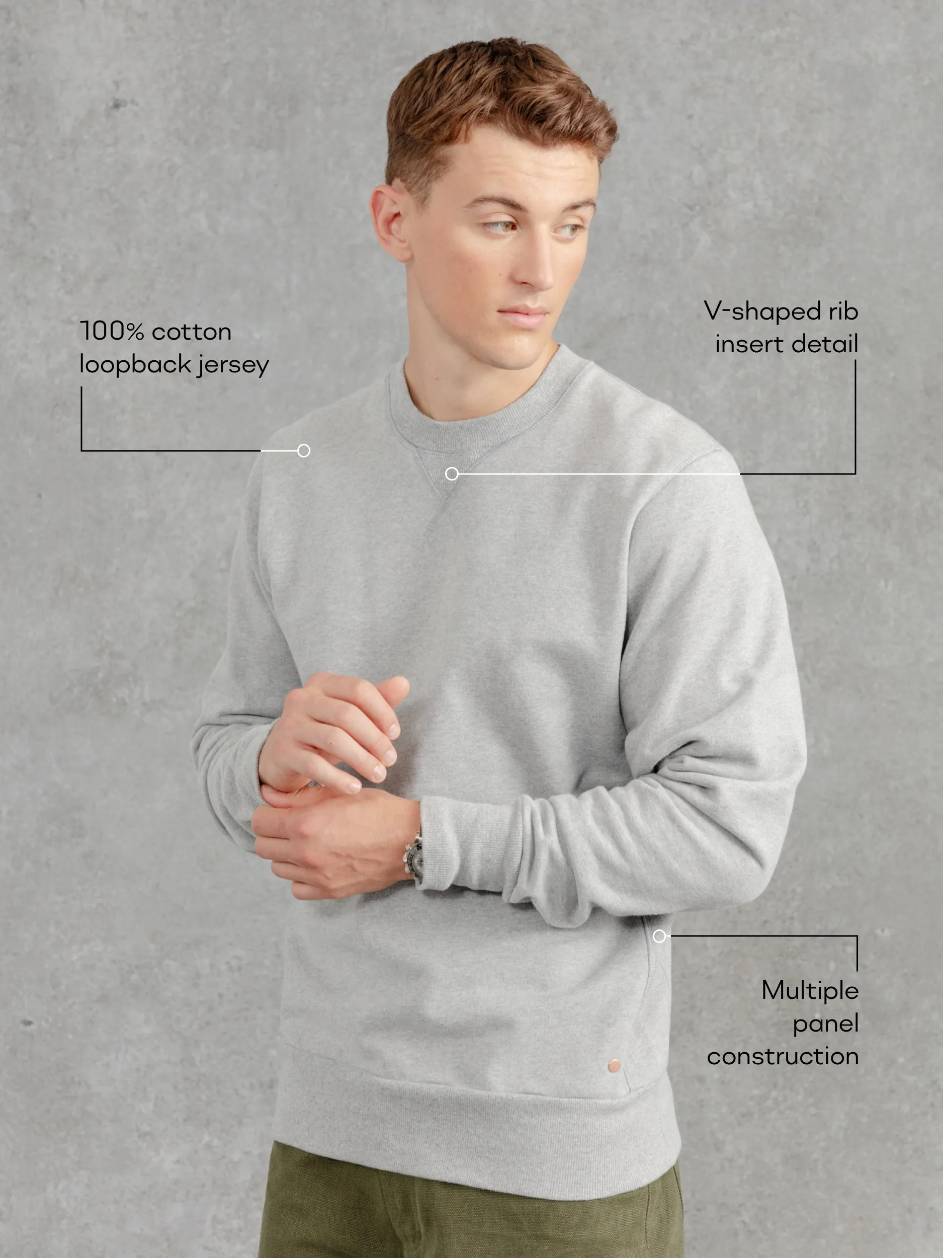 The PW Crew Neck Sweat 2.0 - Charcoal sold by Private White V.C. product image thumbnail 2