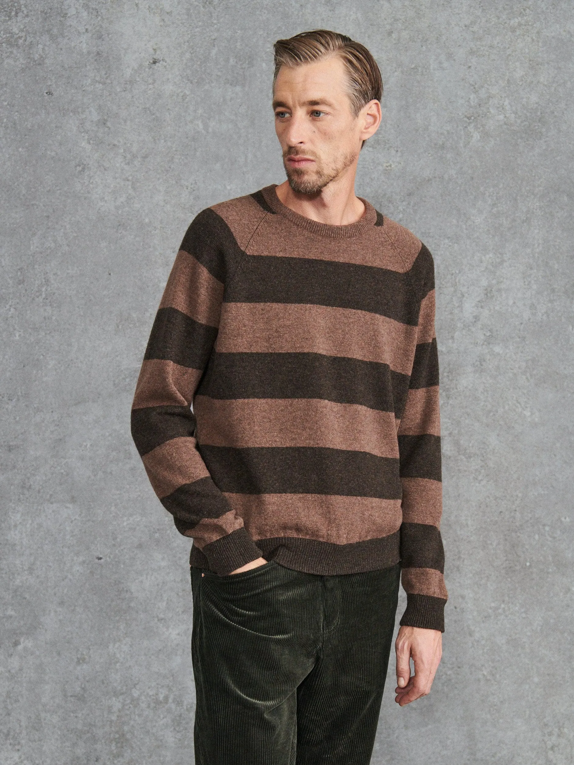 The Stretford Sweater - Striped Brown sold by Private White V.C. product image thumbnail 4