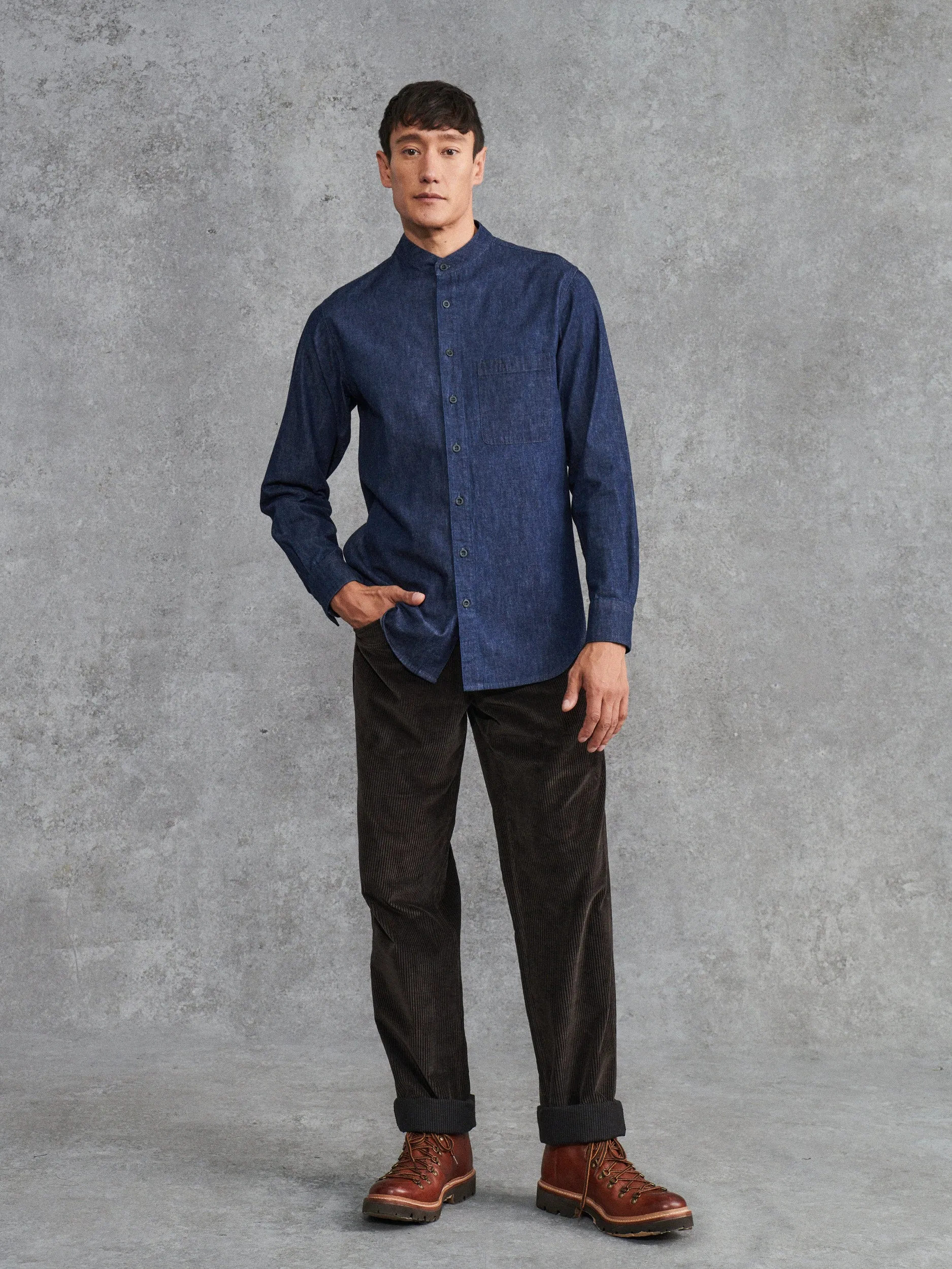 The Stand Collar Shirt sold by Private White V.C.