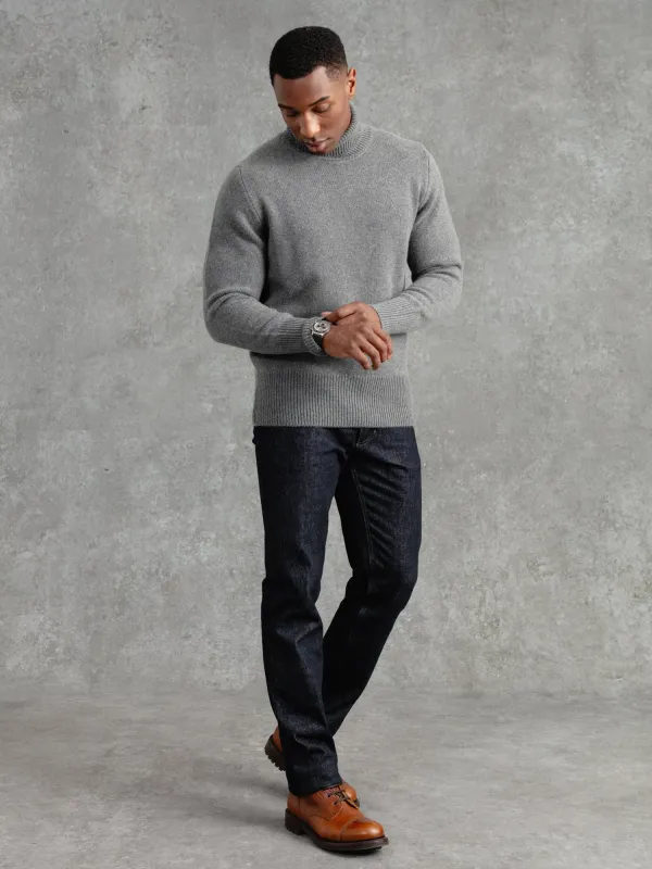 The Cashmere Submariner Rollneck - Cobble Grey sold by Private White V.C.