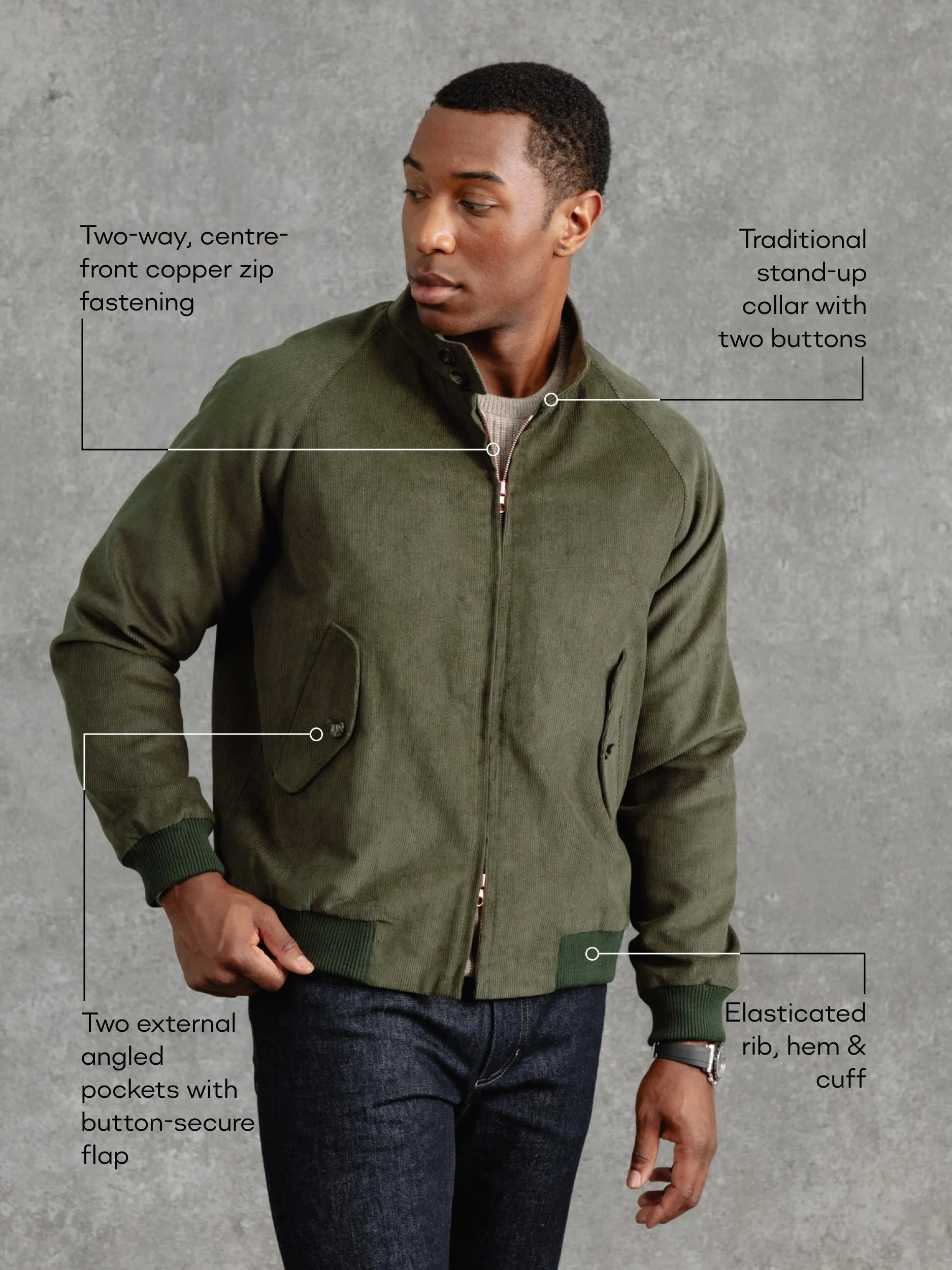 The M3 Cord Bomber - Olive sold by Private White V.C. product image thumbnail 2
