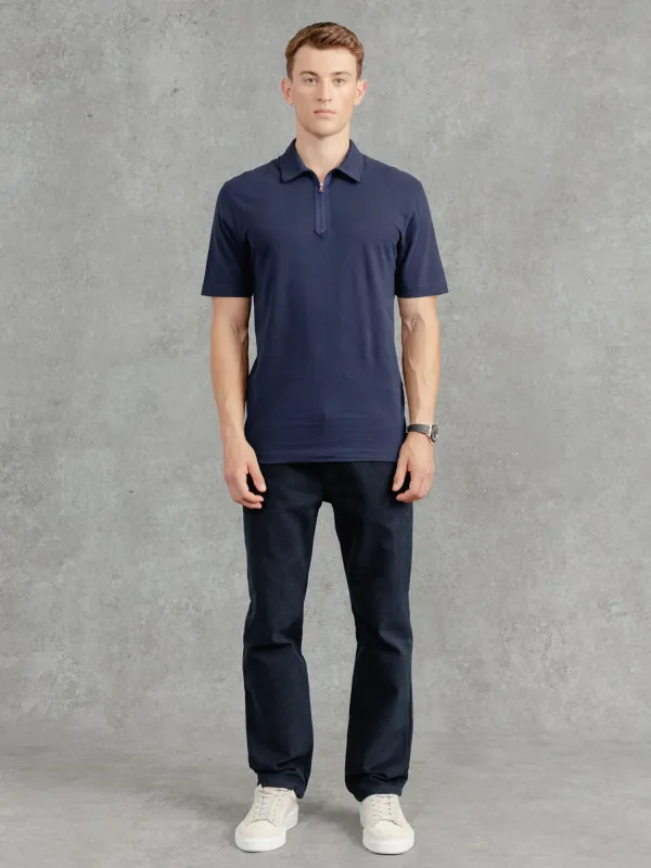 The Ashley Zip Polo - Ink sold by Private White V.C.