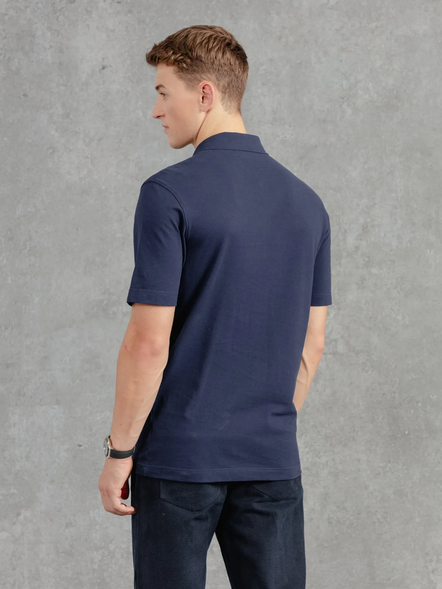 The Ashley Zip Polo - Ink sold by Private White V.C. product image thumbnail 4