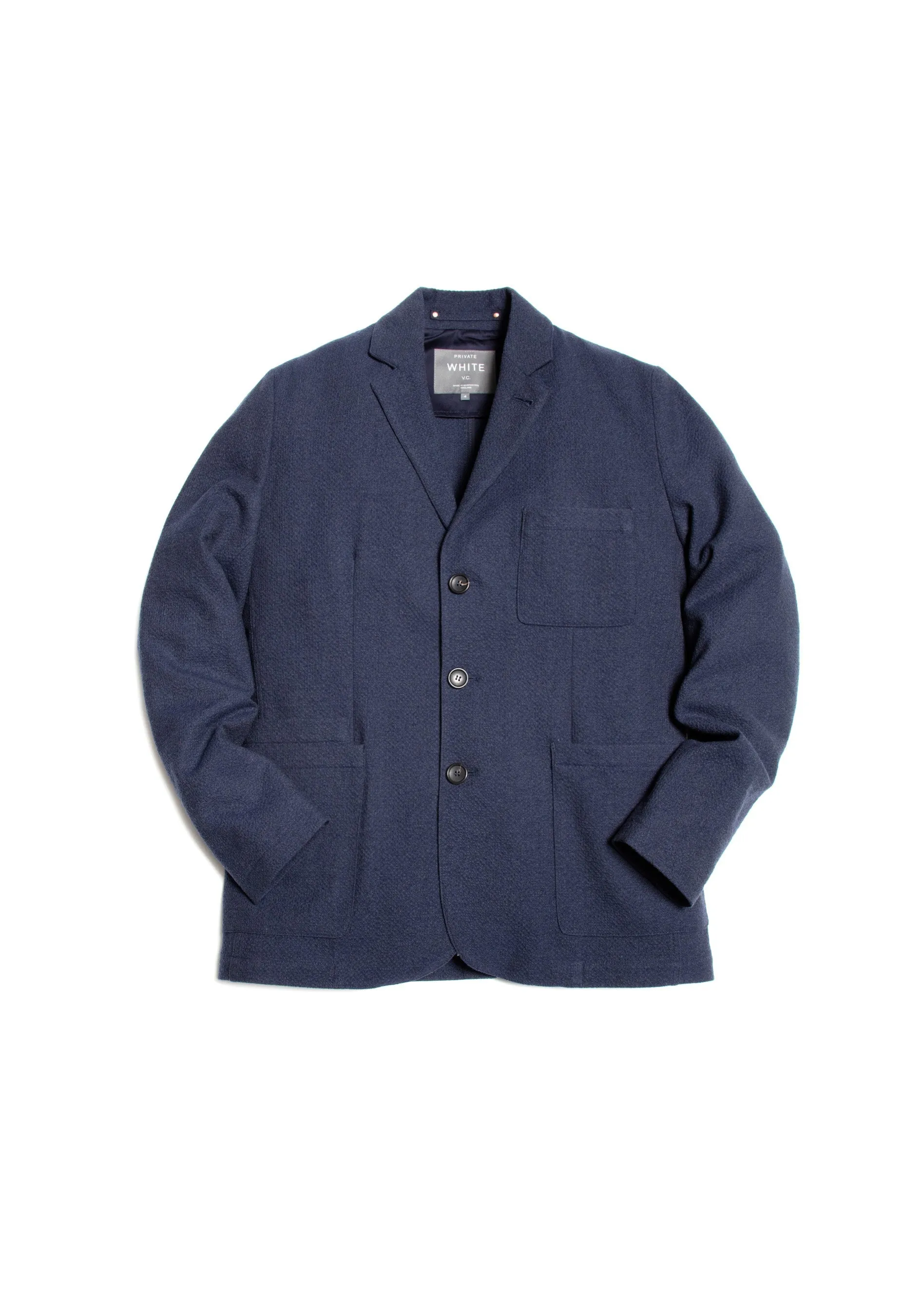 The Edmond Seersucker Blazer - Ink sold by Private White V.C. product image thumbnail 3