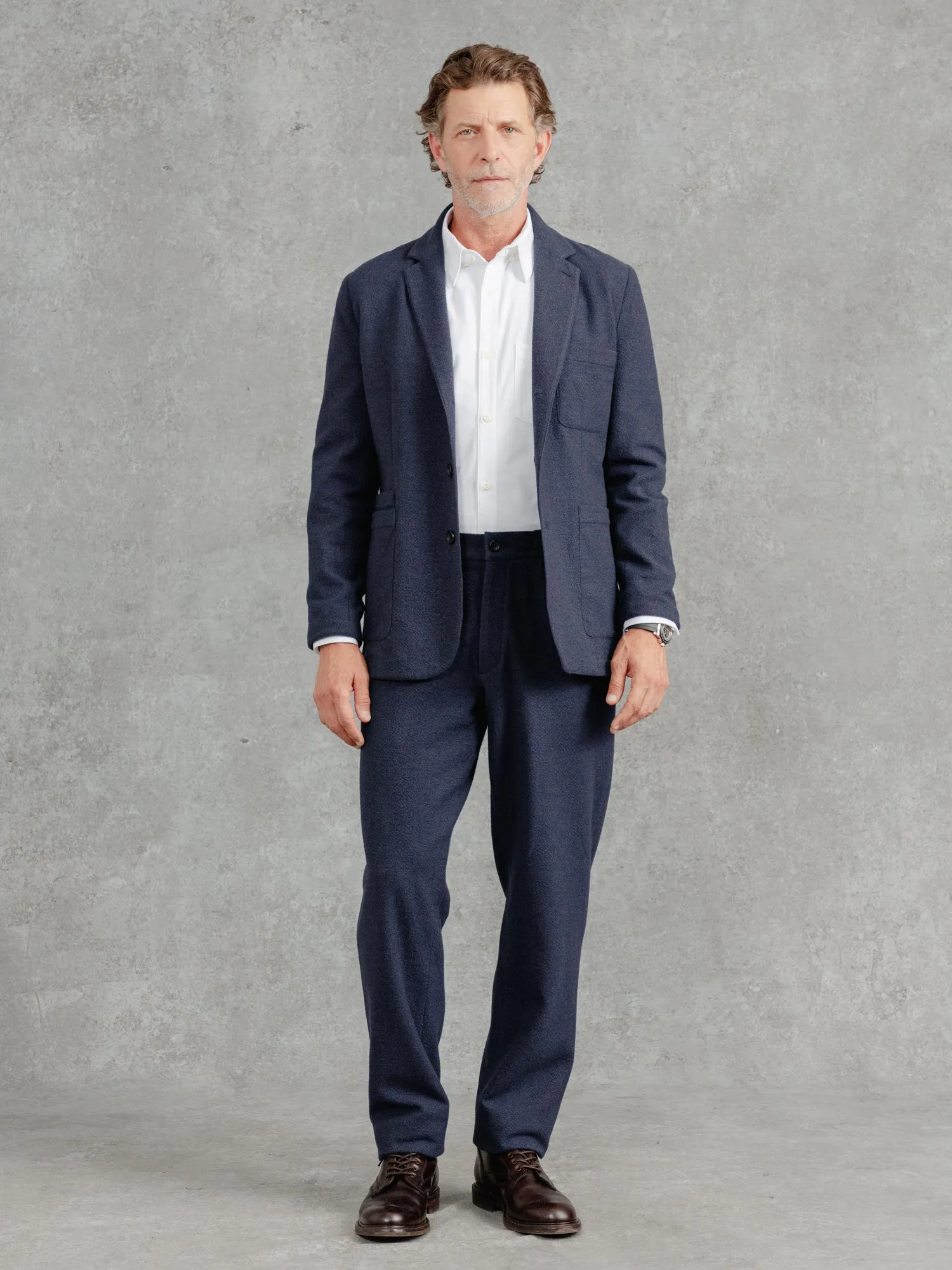 The Edmond Seersucker Blazer - Ink sold by Private White V.C.