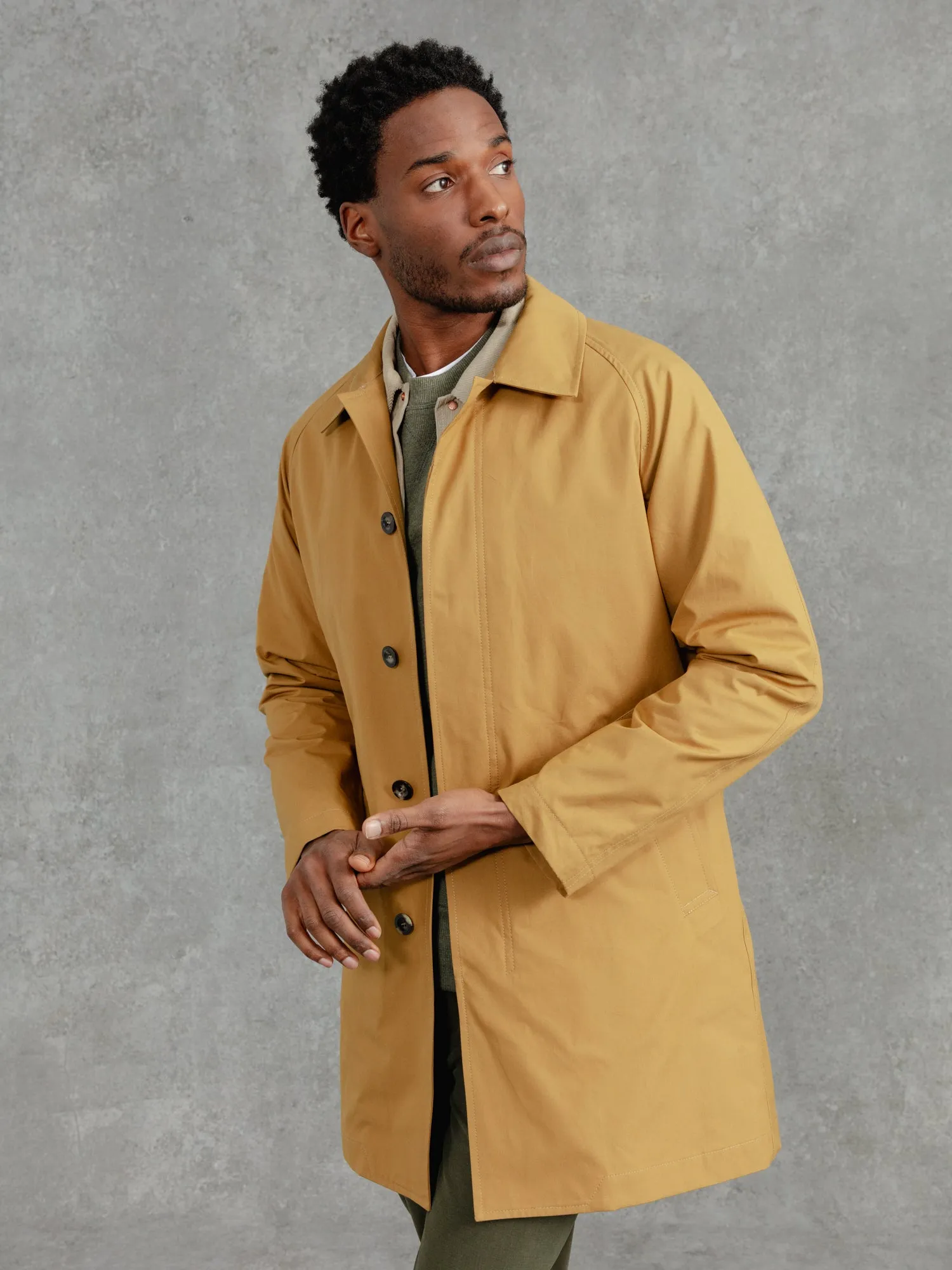 The Ventile® Raglan Raincoat - Yellow Ochre sold by Private White V.C. product image thumbnail 2