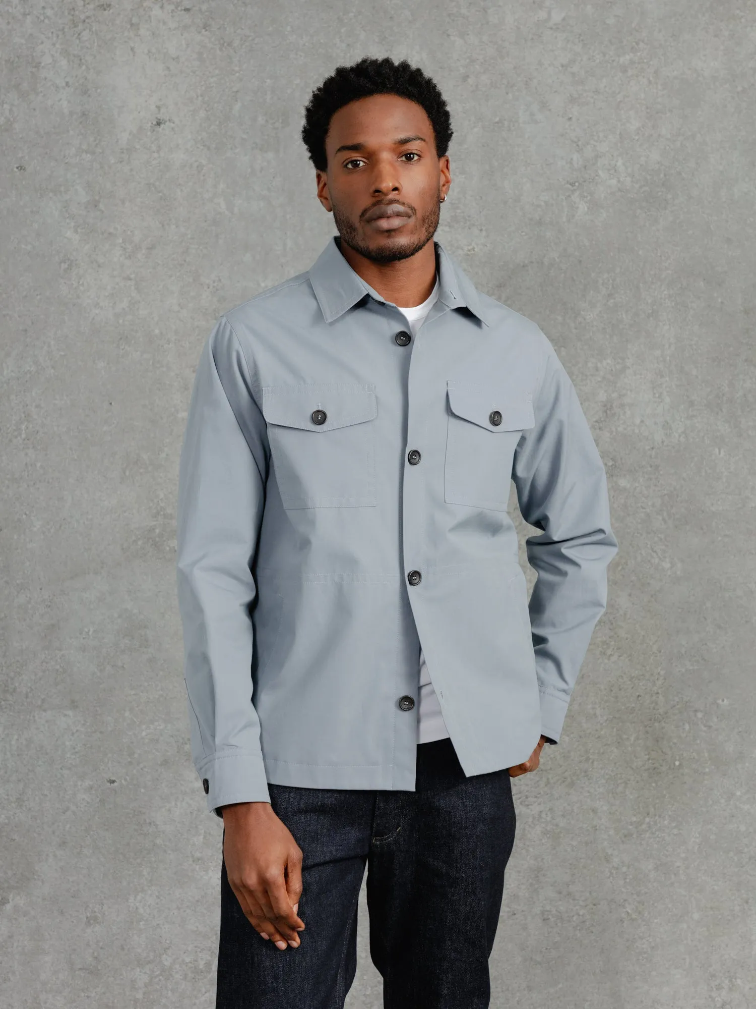 The Ventile® Piccadilly Shacket - Azure sold by Private White V.C. product image thumbnail 2