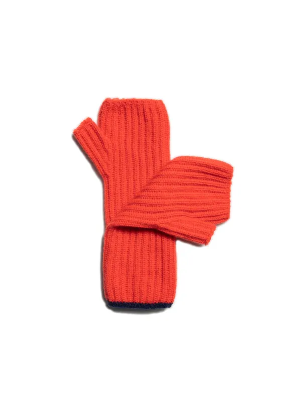 The Tipped Cashmere Wrist Warmers - Vermillion sold by Private White V.C.