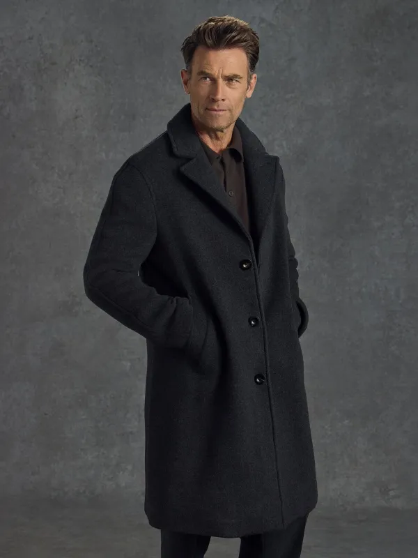 The Woollen Crew Coat - Charcoal made by Private White V.C.