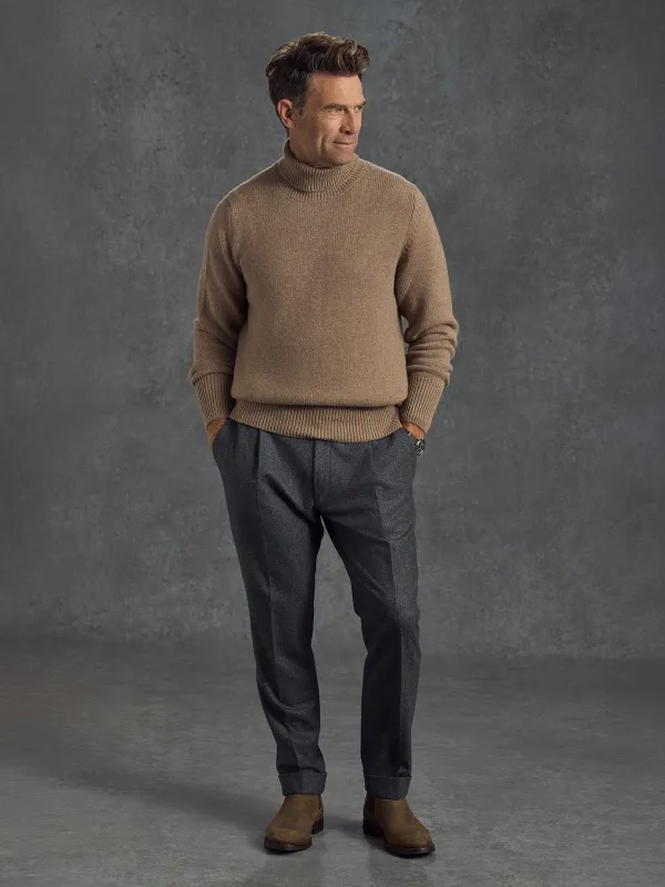 The Cashmere Submariner Rollneck - Desert Taupe made by Private White V.C.