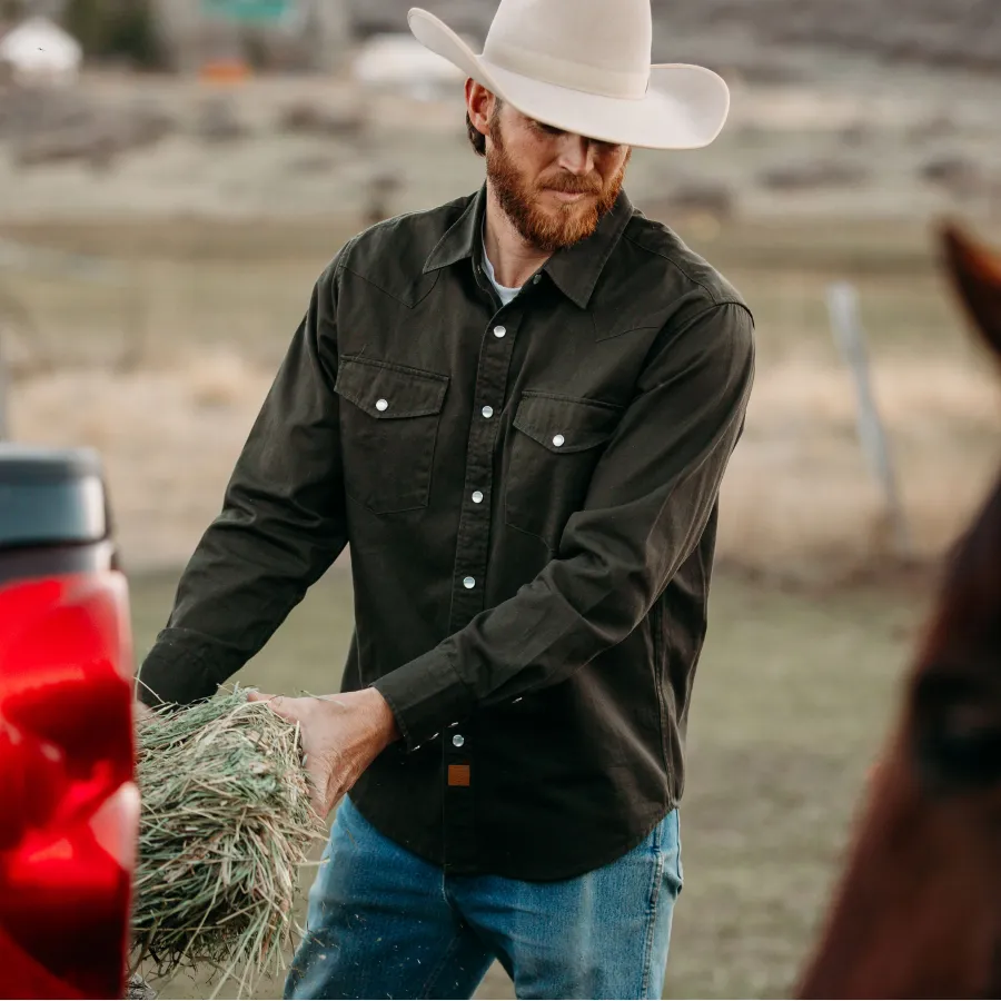 Dubinik® 7.2oz Men's Western Cowboy Pearl Snap Long Sleeve Work Shirt#10608 sold by Dubinik product image thumbnail 2