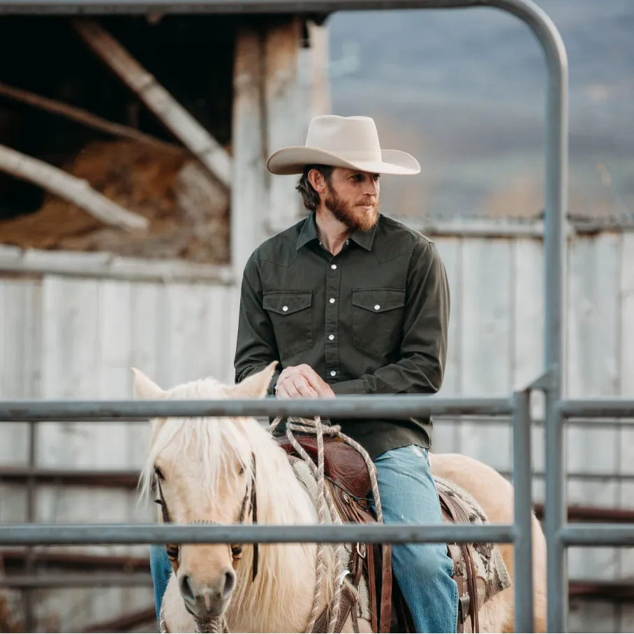 Dubinik® 7.2oz Men's Western Cowboy Pearl Snap Long Sleeve Work Shirt#10608 sold by Dubinik product image thumbnail 4