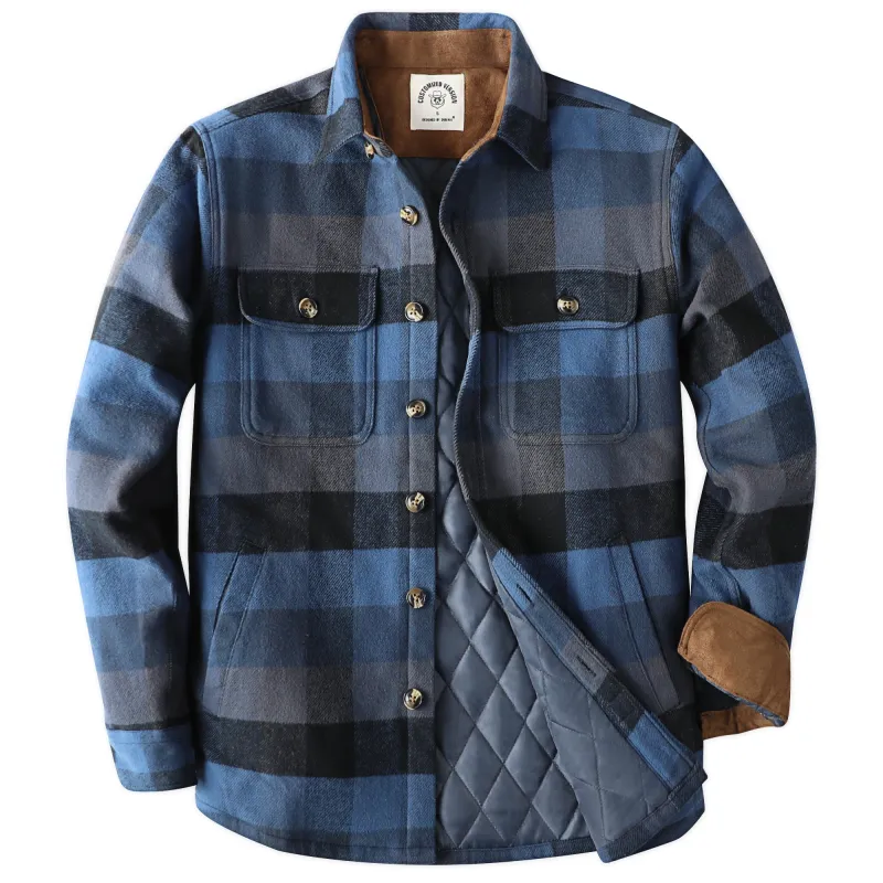 Dubinik® 10.8oz Men's Flannel Shacket Plaid Jacket with Warm Lining Button Up#38410 made by Dubinik