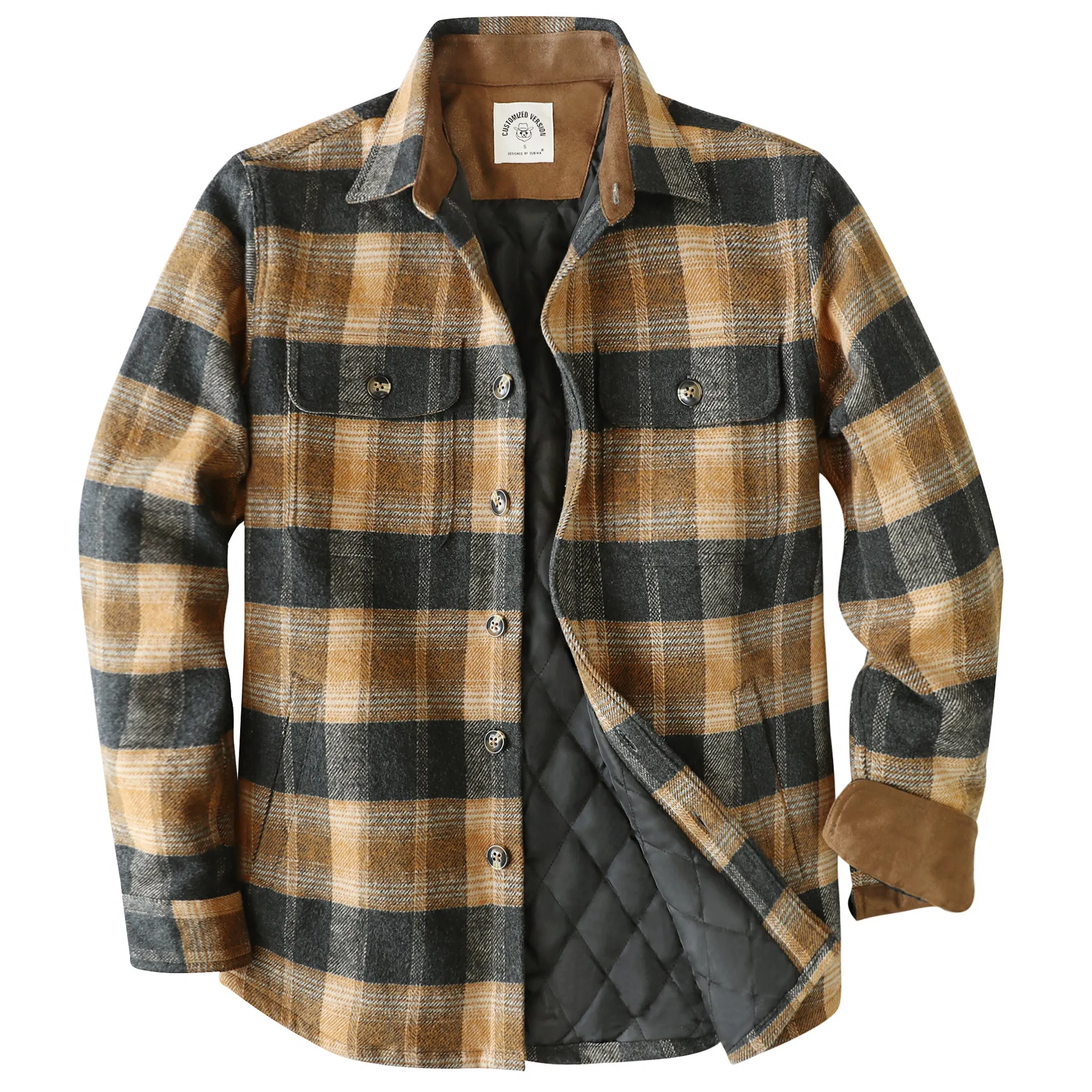 Dubinik® 10.8oz Men's Flannel Shacket Plaid Jacket with Warm Lining Button Up#38407 sold by Dubinik