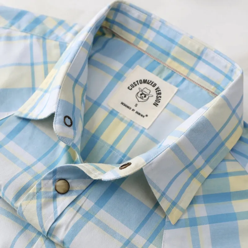 Dubinik® Men's Pearl Snap Sawtooth Pocket Western Plaid Shirt Short Sleeve#47022 sold by Dubinik product image thumbnail 3
