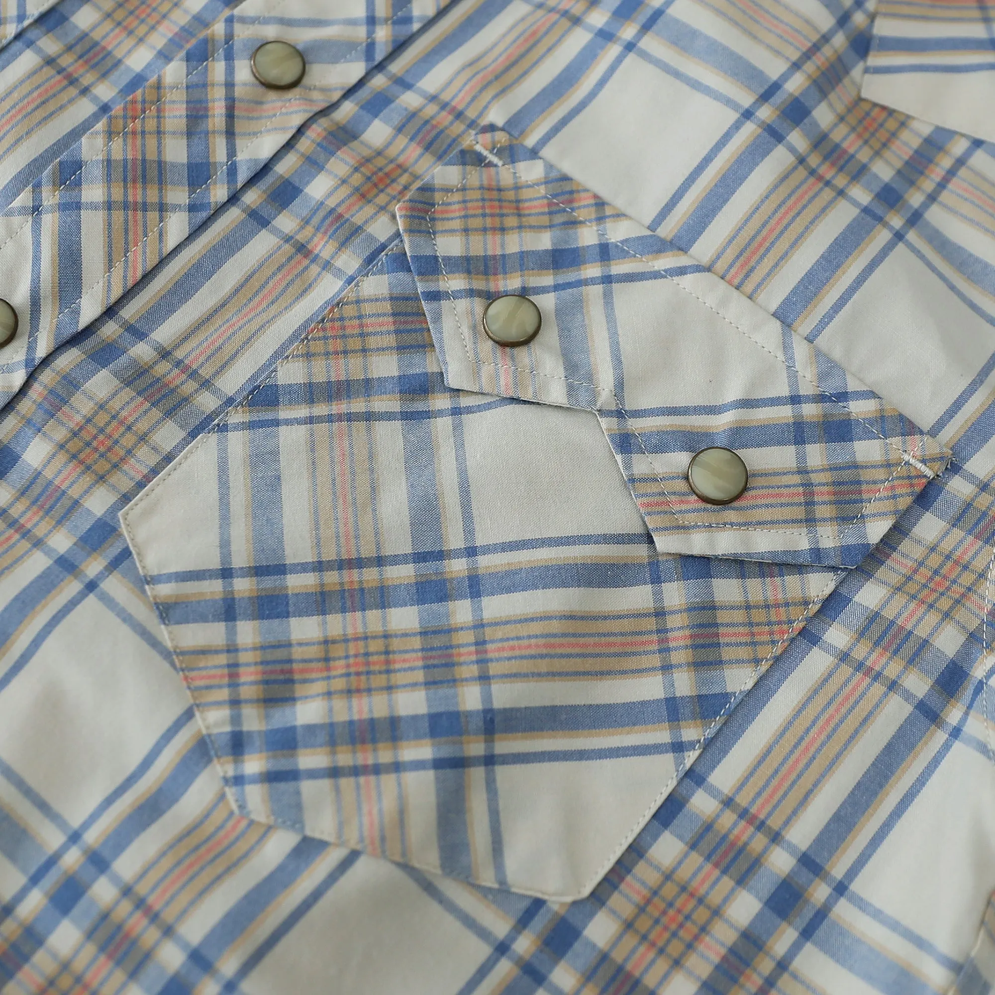 Dubinik® Men's Pearl Snap Sawtooth Pocket Western Plaid Shirt Short Sleeve#47023 sold by Dubinik product image thumbnail 4