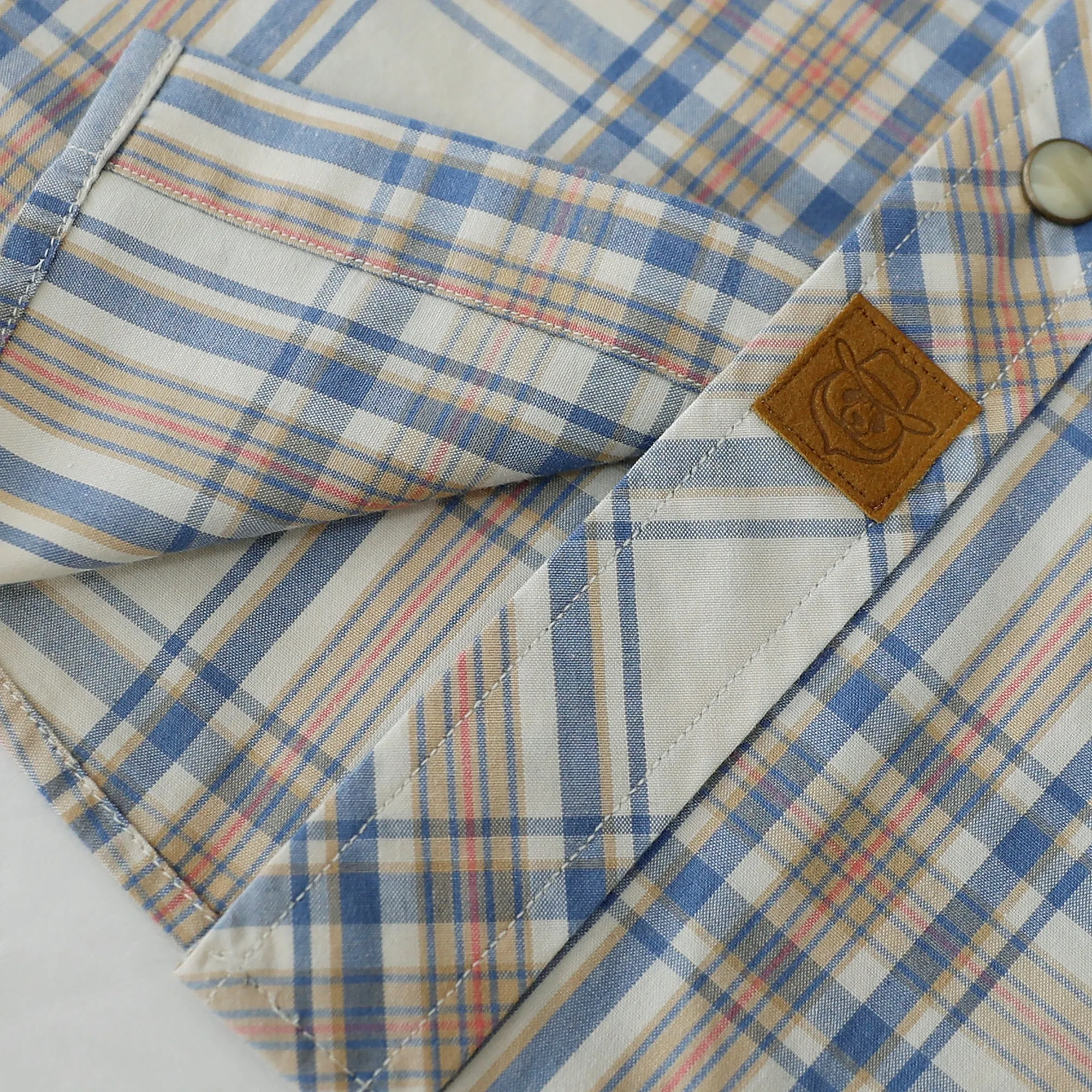 Dubinik® Men's Pearl Snap Sawtooth Pocket Western Plaid Shirt Short Sleeve#47023 sold by Dubinik product image thumbnail 5