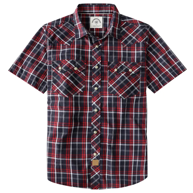 Dubinik® Men's Pearl Snap Sawtooth Pocket Western Plaid Shirt Short Sleeve#47007 made by Dubinik