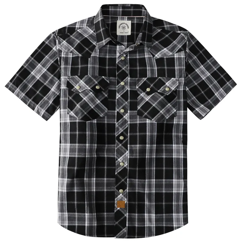 Dubinik® Men's Pearl Snap Sawtooth Pocket Western Plaid Shirt Short Sleeve#47006 made by Dubinik