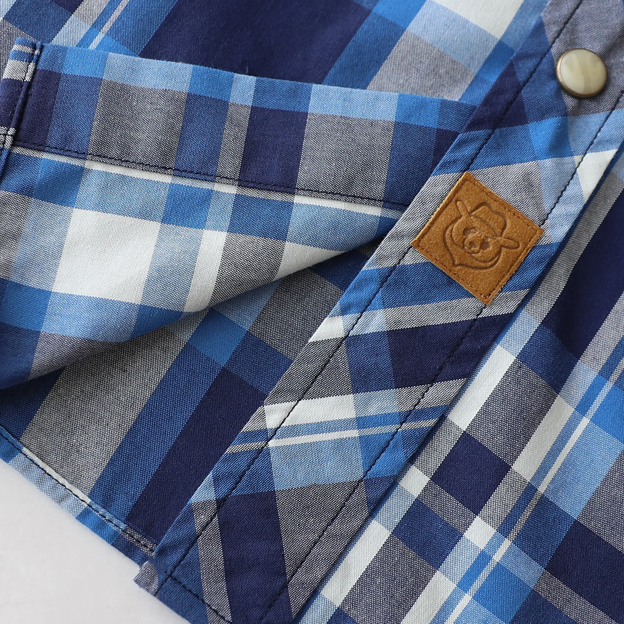 Dubinik® Men's Pearl Snap Sawtooth Pocket Western Plaid Shirt Short Sleeve#47003 sold by Dubinik product image thumbnail 5